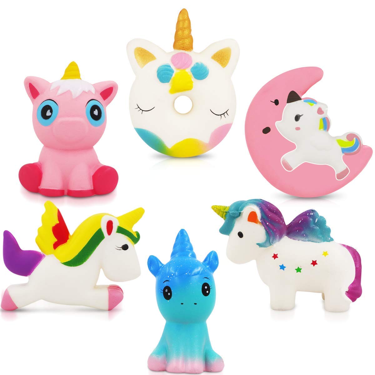 Unicorn Squishy Toys - 6 Pack Kawaii Scented Squishies for Girls Birthday Party Favors & Easter Gifts