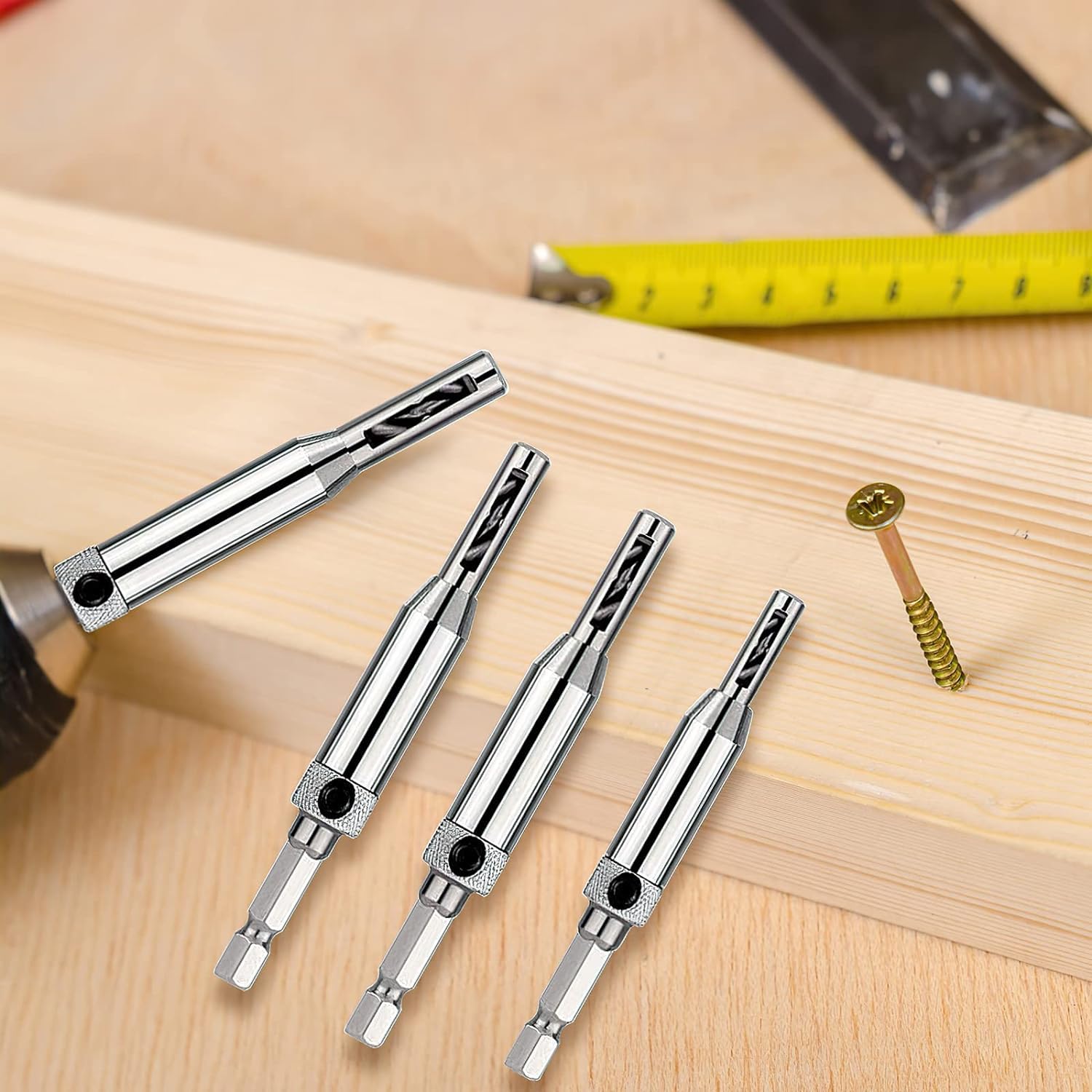 Self Centering Drill Bit Set for Hinges - 10PC VIX Bits for Woodworking, Doors, Windows & Cabinets - Perfect for Precise Hinge Installation & DIY Projects