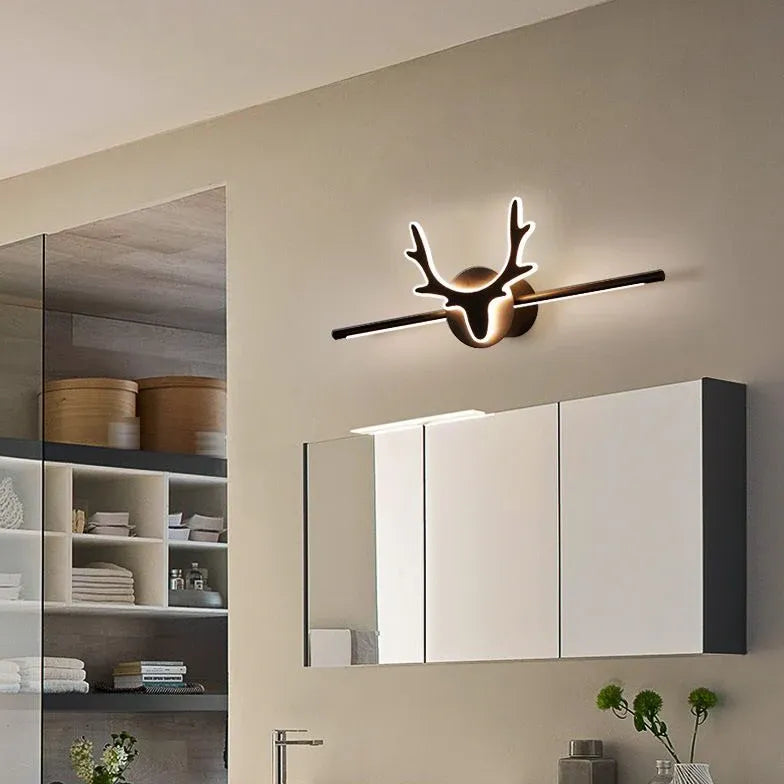 Deer Antler LED Bathroom Mirror Light - Modern Vanity Mirror with Flush Mount for Makeup & Shaving - Perfect for Bathrooms, Bedrooms, and Dressing Rooms