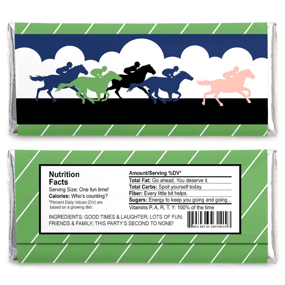 Big Dot of Happiness Kentucky Derby Candy Bar Wrappers - Set of 24 Race Party Favors for Horse Racing Theme Events, Birthday Parties & Derby Day Celebrations