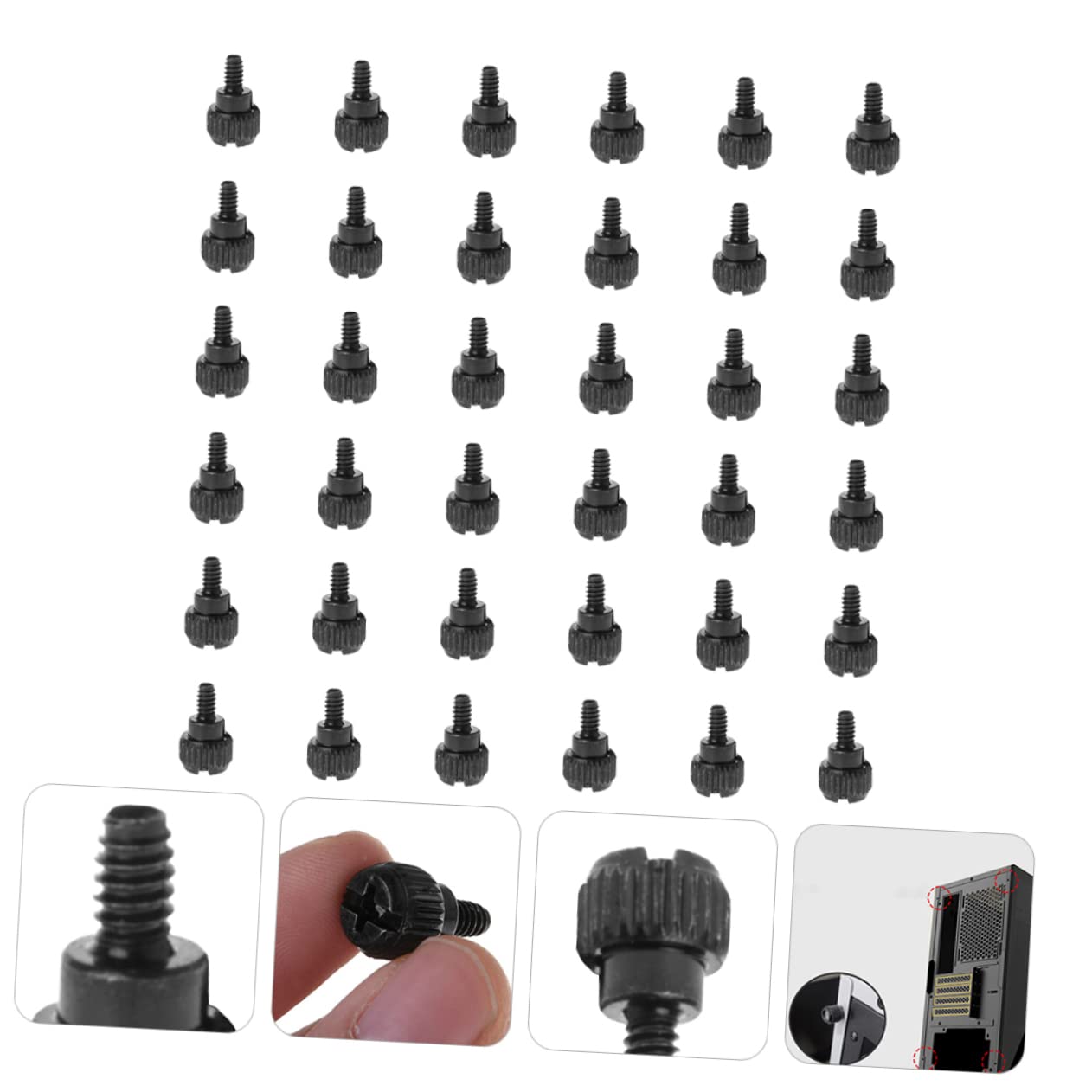 100pcs Black Knurled Thumb Screws for Computer Case - Oxidation Resistant Replacement Screws for PC Chassis & DIY Computer Builds | Perfect for PC Upgrades, Maintenance and Hardware Repairs