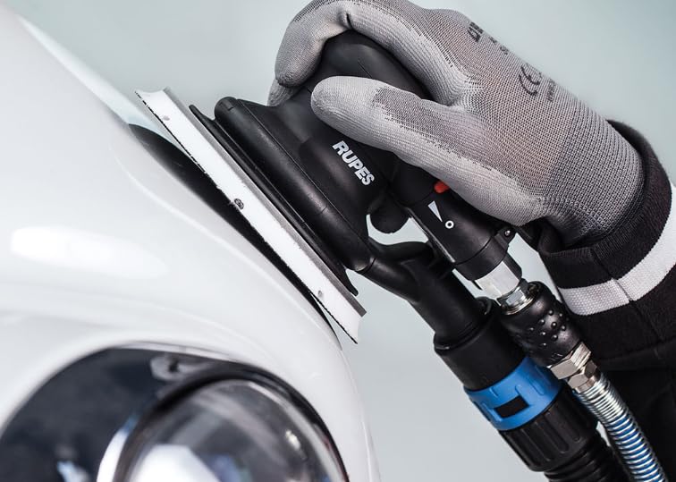 Rupes Skorpio III Orbital Sander - Professional Black & White Car Polisher & Buffer for Auto Detailing, Paint Correction & Wood Sanding - Perfect for DIY & Professional Use in Car Detailing, Woodworking & Surface Restoration