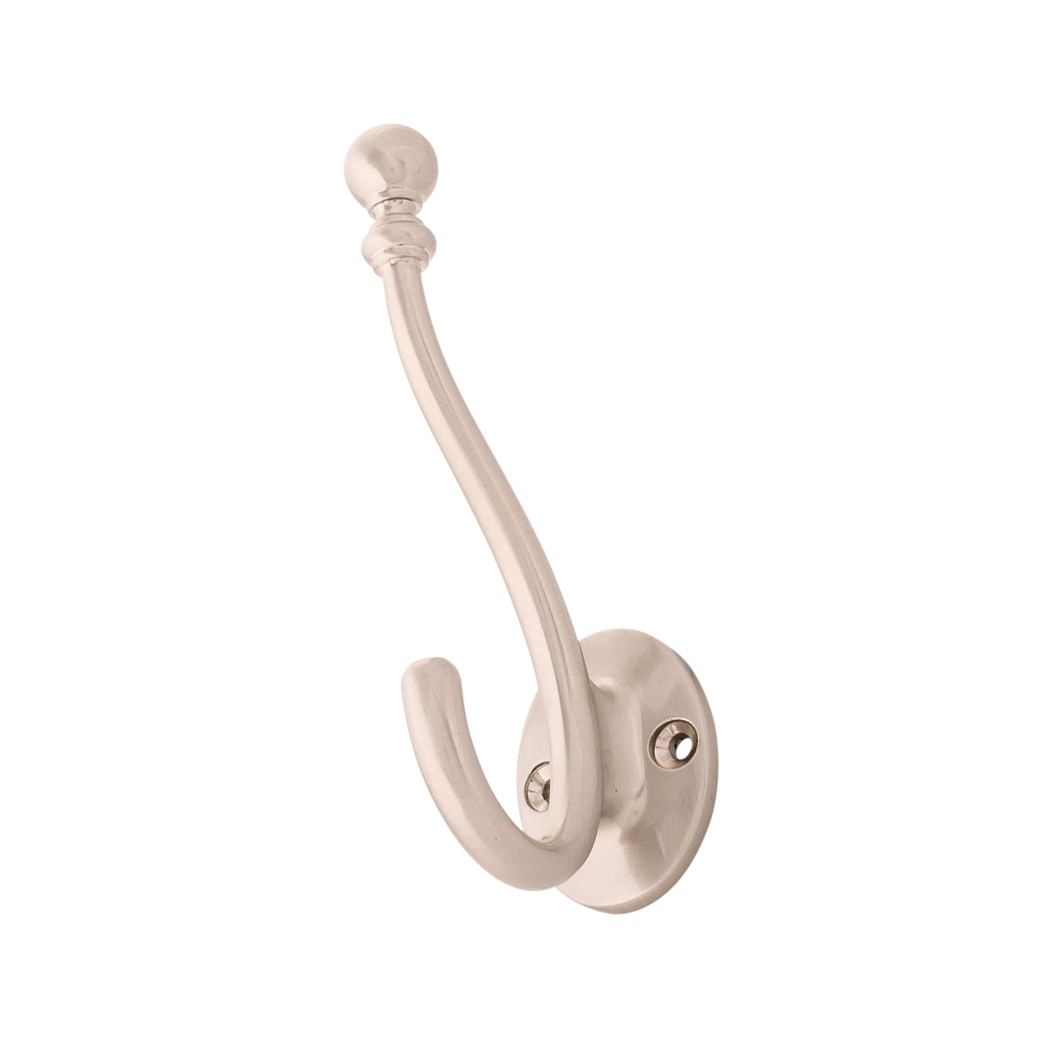 5 1/4 Inch Cottage Coat & Hat Hook - Satin Nickel Finish Wall Mounted Hanger for Entryway, Bedroom, or Bathroom Organization