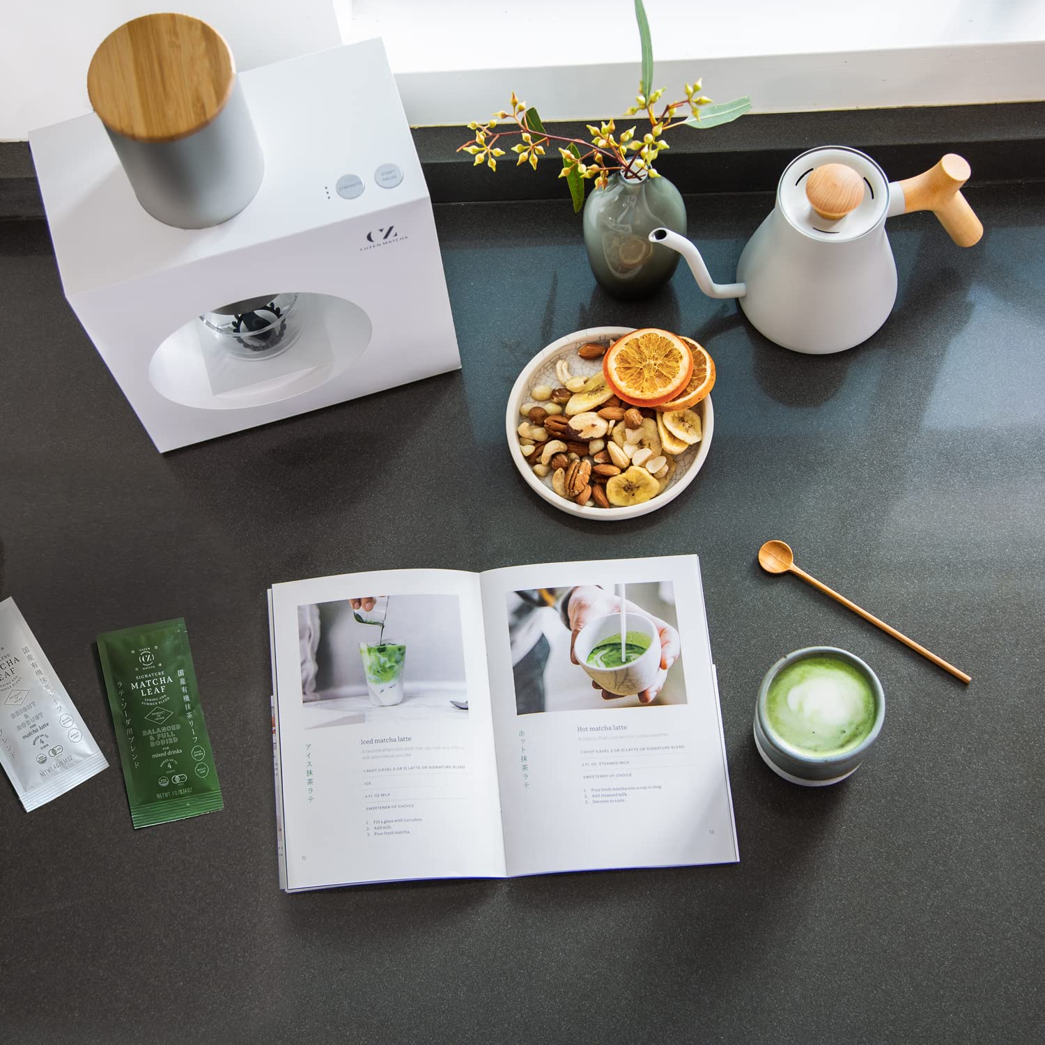 Premium Matcha Maker Starter Kit - Electric Home Matcha Machine for Freshly Ground Organic Japanese Green Tea Powder (White) | Perfect for Tea Lovers, Healthy Lifestyles & Japanese Tea Ceremonies