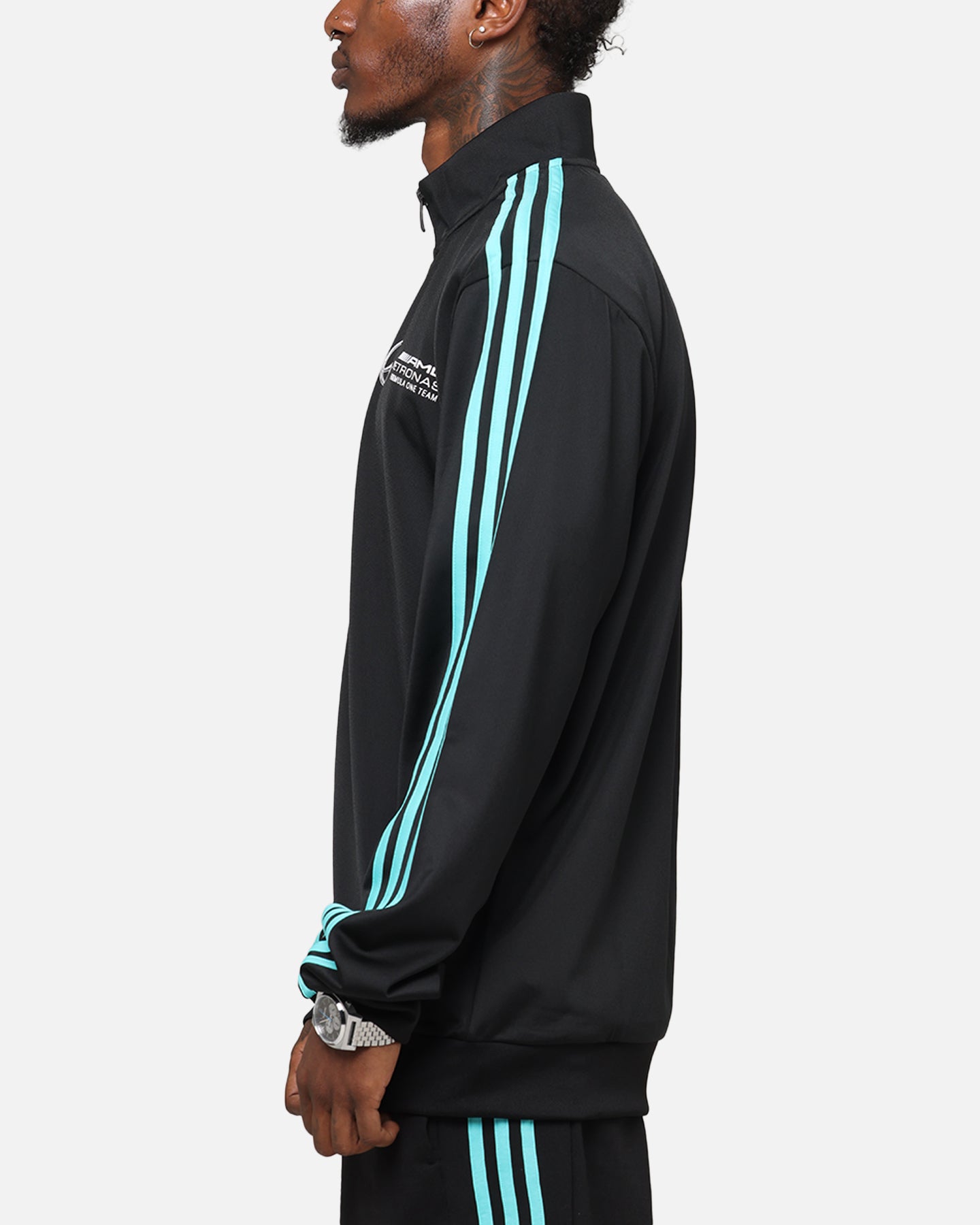 Adidas x Mercedes AMG PETRONAS F1 DNA Track Jacket - Black & White - Men's Racing-Inspired Windbreaker for Motorsport Fans & Streetwear Fashion