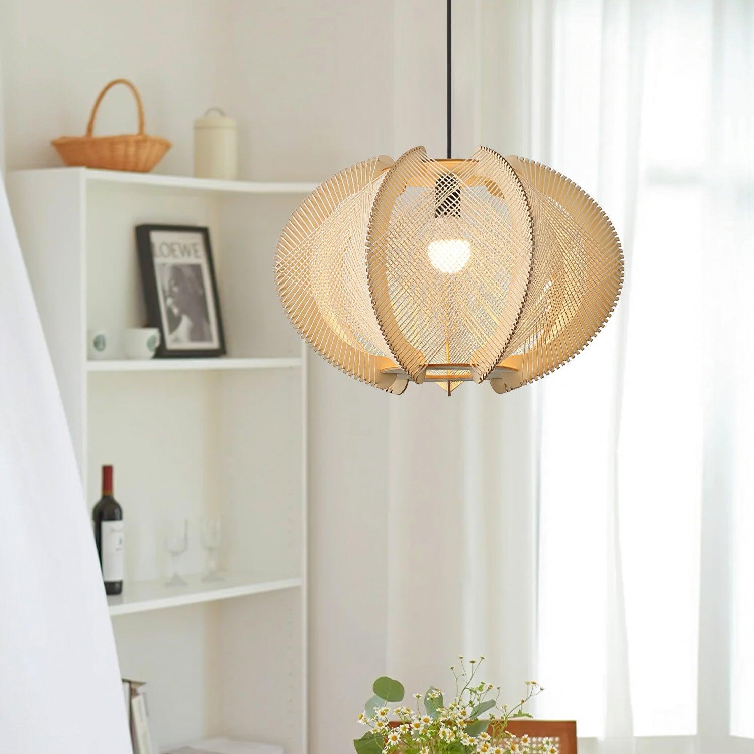 Stylish Java Pendant Light - Modern Handmade Rattan Hanging Lamp for Kitchen Island, Dining Room & Bedroom Decor - Perfect Boho Home Lighting Fixture