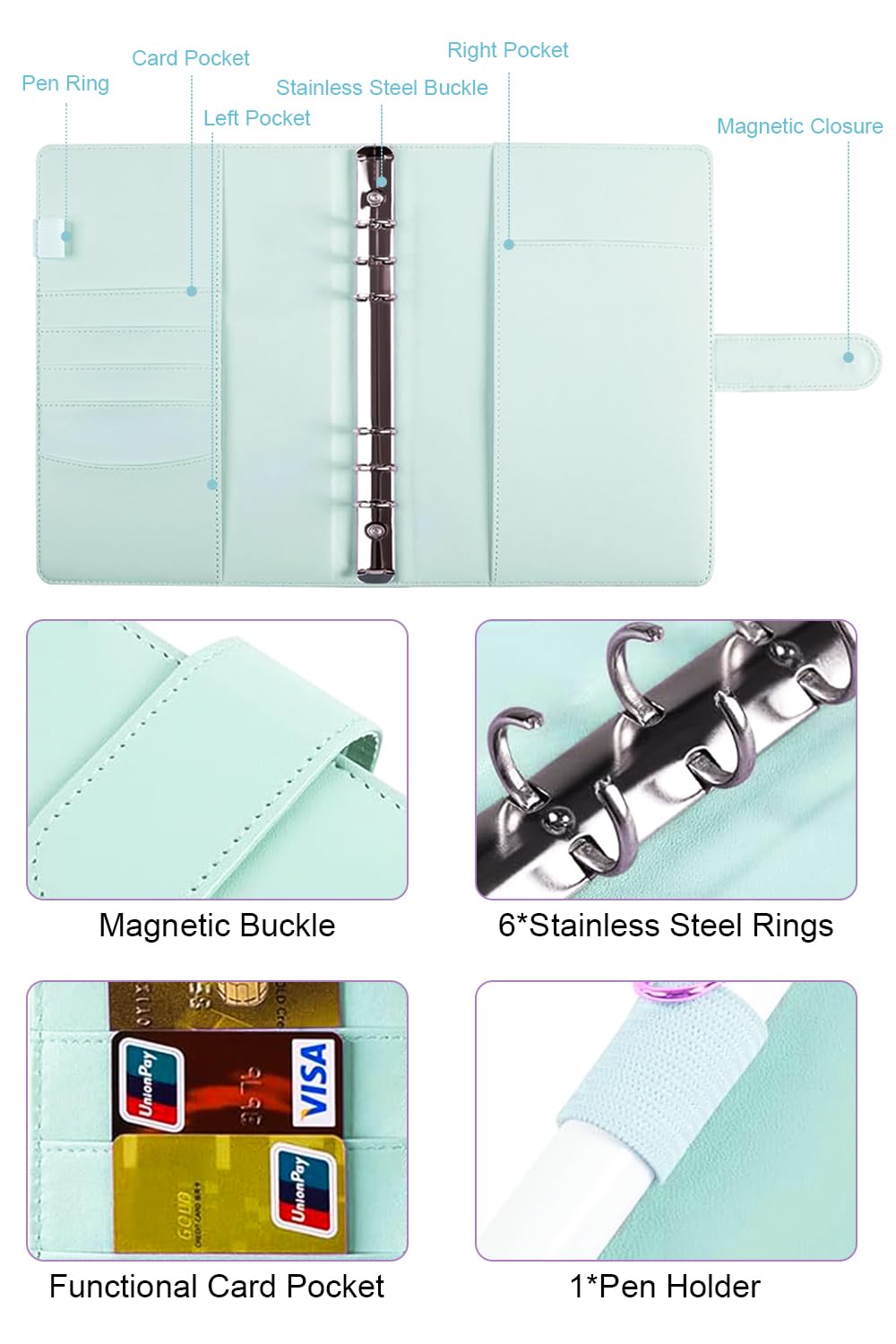100 Envelopes Money Saving Challenge Budget Binder - 52 Week Cash Envelope System for Savings with Pockets | Perfect for Halloween, Christmas Gifts & Financial Planning | Blue Organizer for Friends & Family