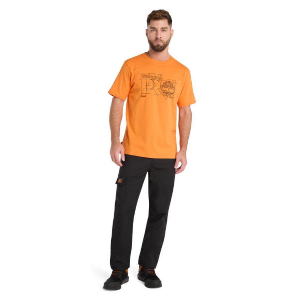 Timberland PRO® Men's Short Sleeve Work T-Shirt - Moisture Wicking, Durable & Comfortable (Orange) - Ideal for Construction, Landscaping & Outdoor Jobs