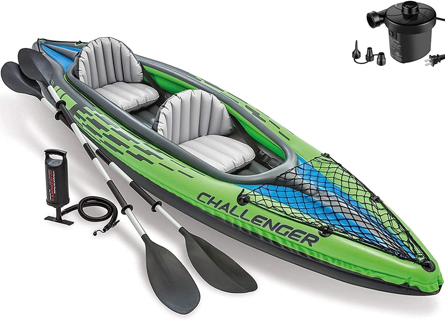 Intex Challenger Inflatable Kayak Set with Aluminum Oars & Dual Air Pumps - Portable 2-Person Kayak for Lakes, Rivers & Ocean Adventures
