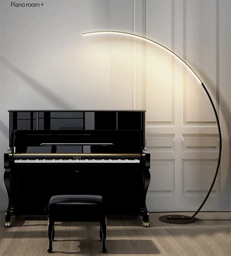 Modern LED Floor Lamp with Acrylic Design - Minimalist Standing Light for Living Room, Bedroom & Office - Adjustable Brightness with Foot Switch - Black (Ideal for Reading, Relaxing & Home Decor)
