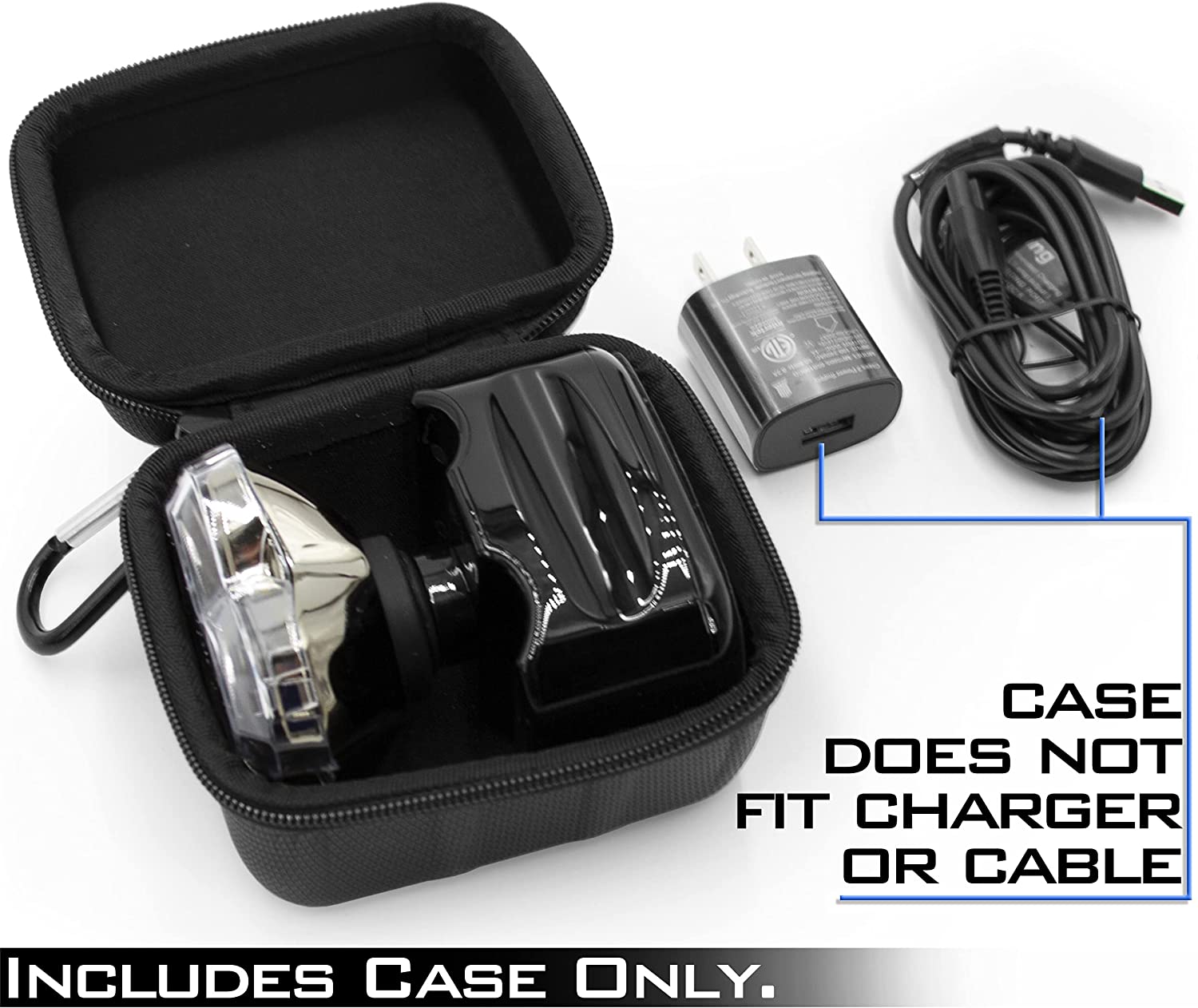 CASEMATIX Protective Case for Skull Shaver Pitbull Silver Pro & Gold Pro Electric Razors - Waterproof Travel Storage for Rotary Shavers - Perfect for Home, Gym, and Business Trips