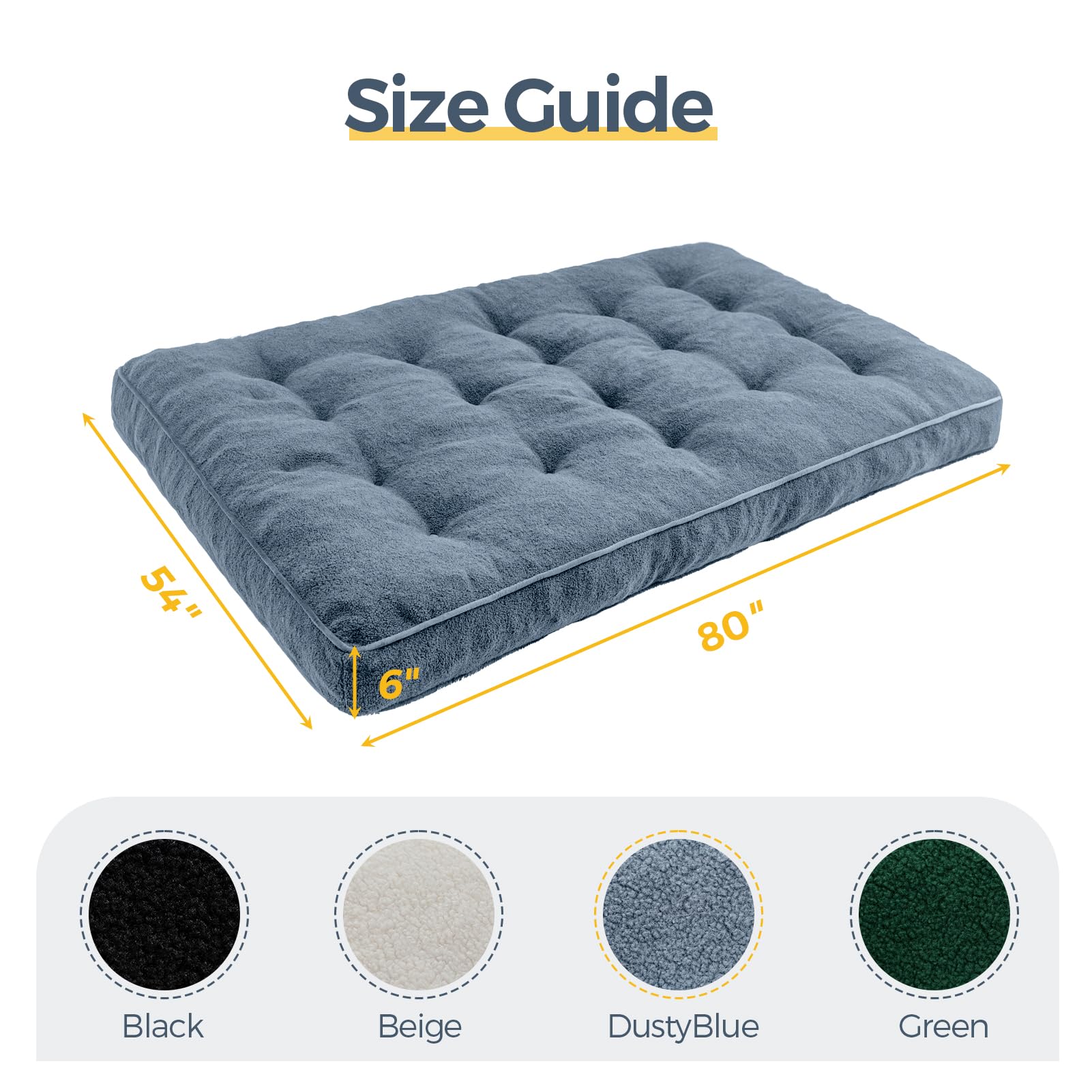 MAXYOYO 6 Inch Full Size Futon Mattress - Thick Boucle Sofa Bed with Shredded Foam Filling for Adults, Dusty Blue | Perfect for Guest Rooms, Dormitories, Small Apartments & Floor Sleeping