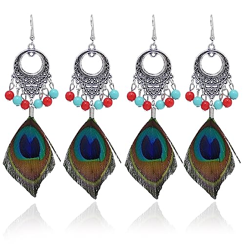 2 pairs peacock earrings