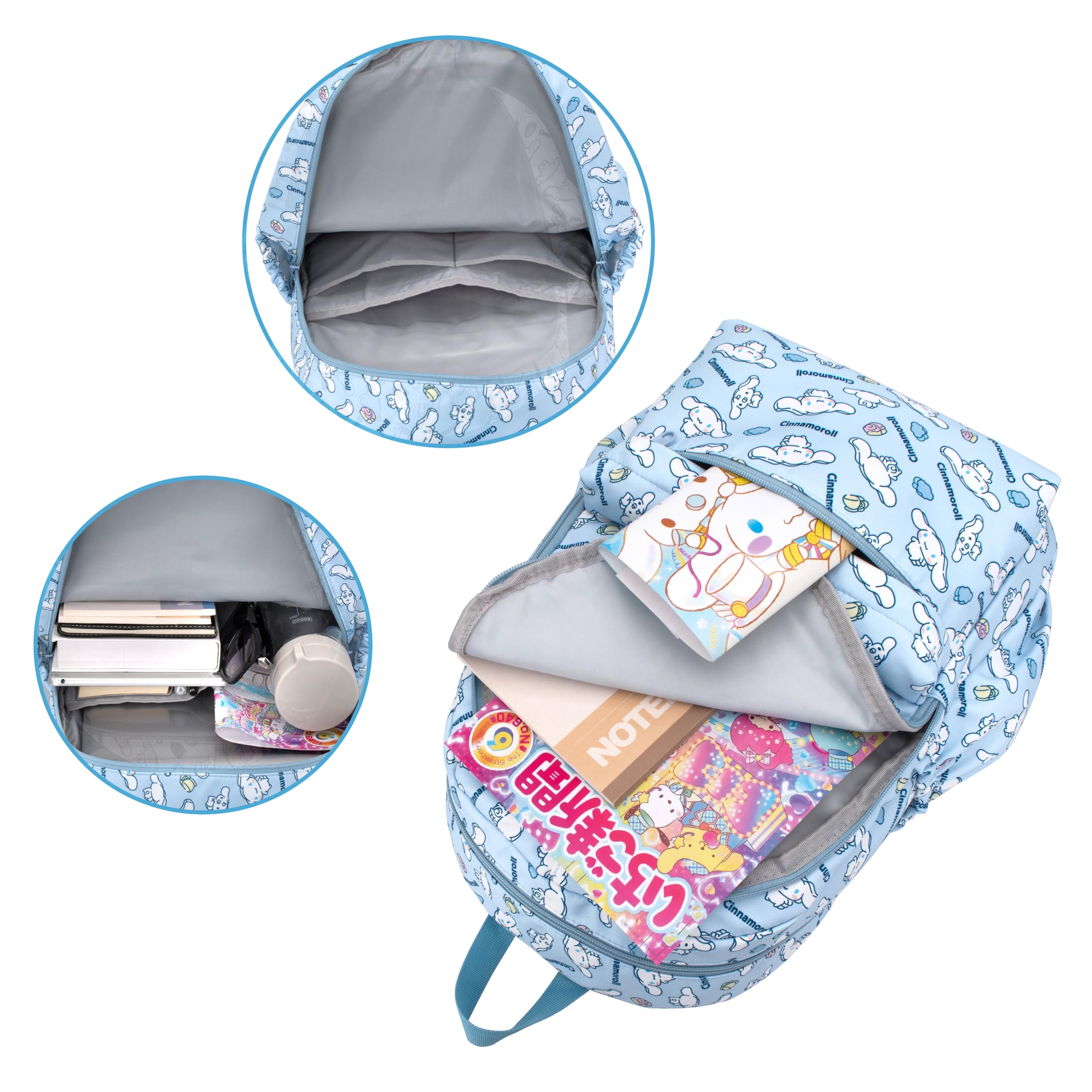 Cinnamoroll Anime Print Casual Backpack - Laptop Backpack for Travel, Hiking & School - Blue Rucksack for Women & Girls - Perfect for College, Work & Daily Use