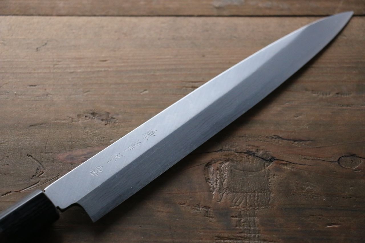 Premium Kanetsune White Steel 11-Layer Damascus Japanese Sushi & Sashimi Knife 240mm - Shitan Handle - Professional Chef's Knife for Slicing Raw Fish, Meat & Vegetables