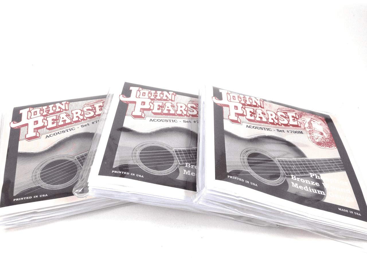 John Pearse 700M Phosphor Bronze Acoustic Guitar Strings - Medium Gauge 3-Pack | Perfect for Folk, Bluegrass & Fingerstyle Playing