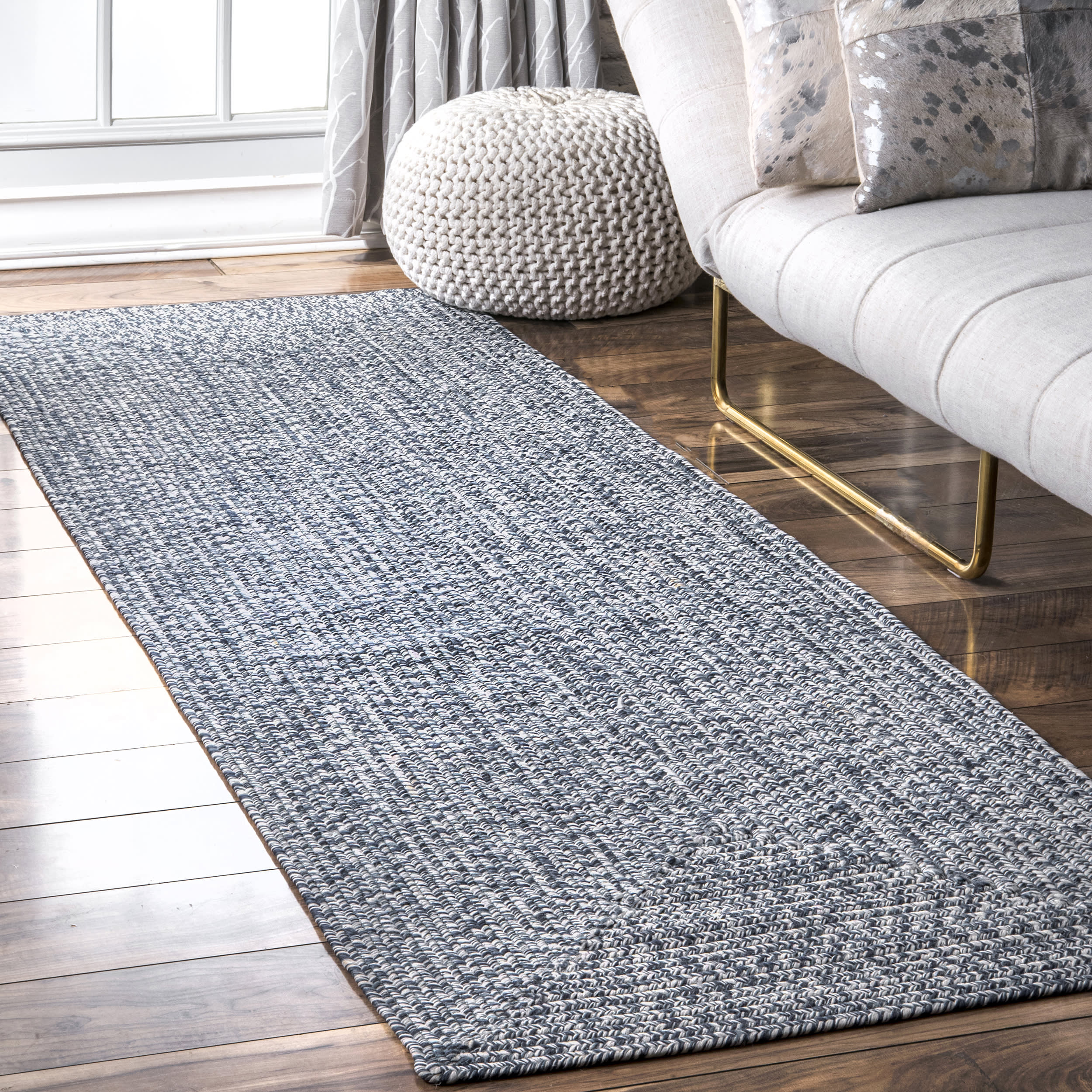 Hand Braided Indoor/Outdoor Rug - Navy Blue - Durable & Stylish for Living Room, Patio, or Bedroom Decor