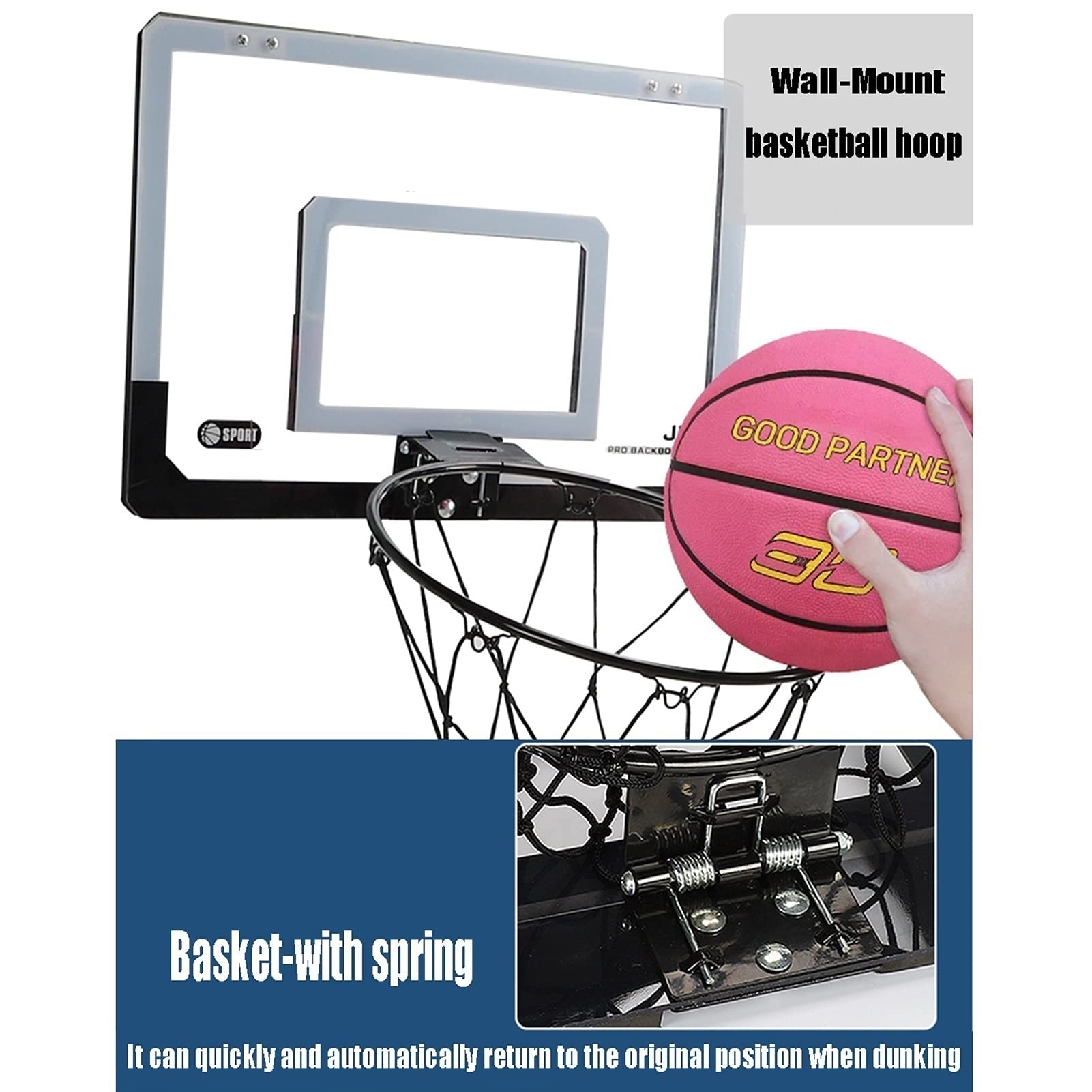 Mini Basketball Hoop Set for Kids - 17.9x12in Wall Mounted Indoor Basketball Game with 2 Balls & Accessories - Perfect for Home, Office, Kindergarten & Playroom Fun