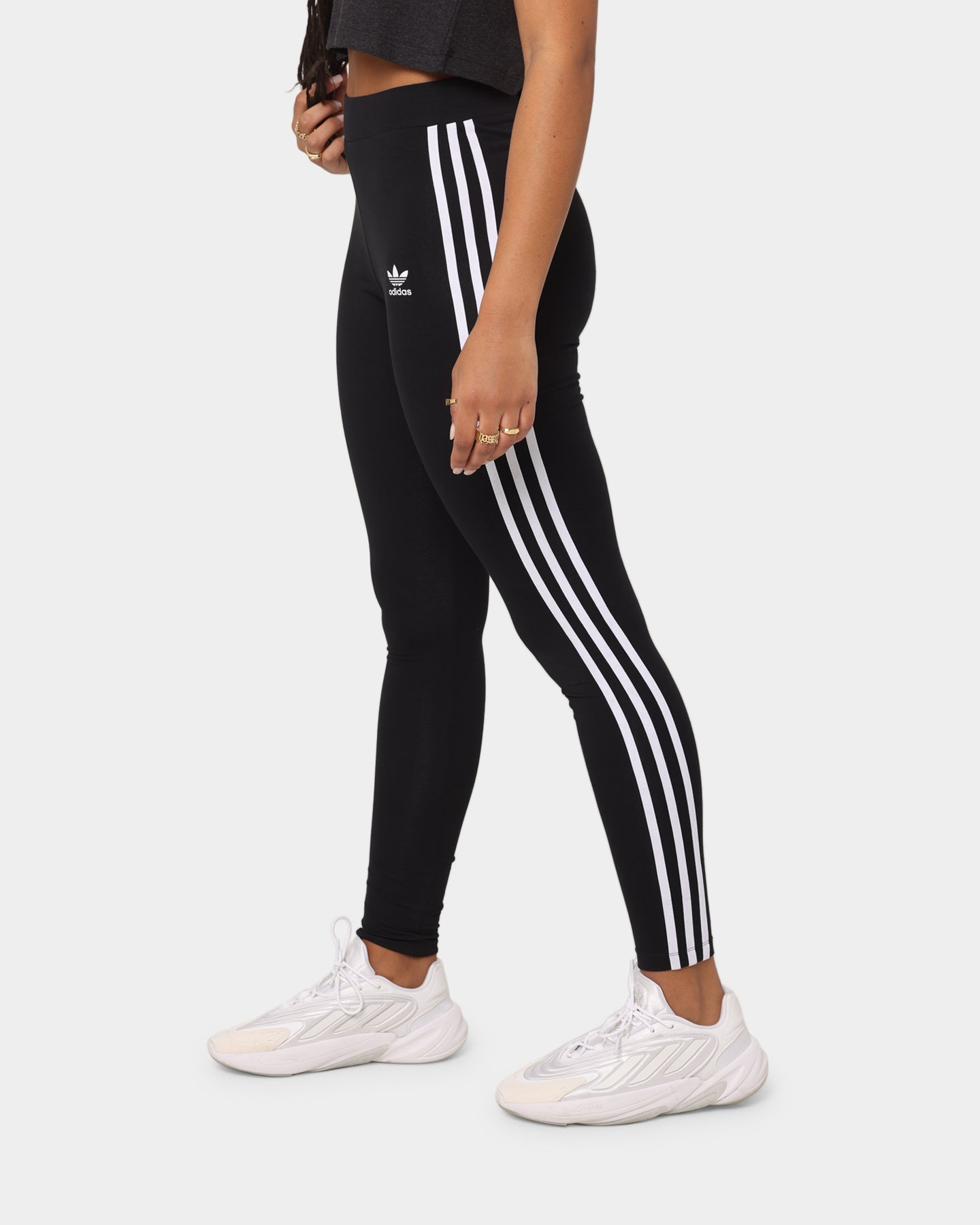 Adidas Women's 3-Stripe Yoga Tights - Black & White Workout Leggings for Running, Gym & Lounge Wear