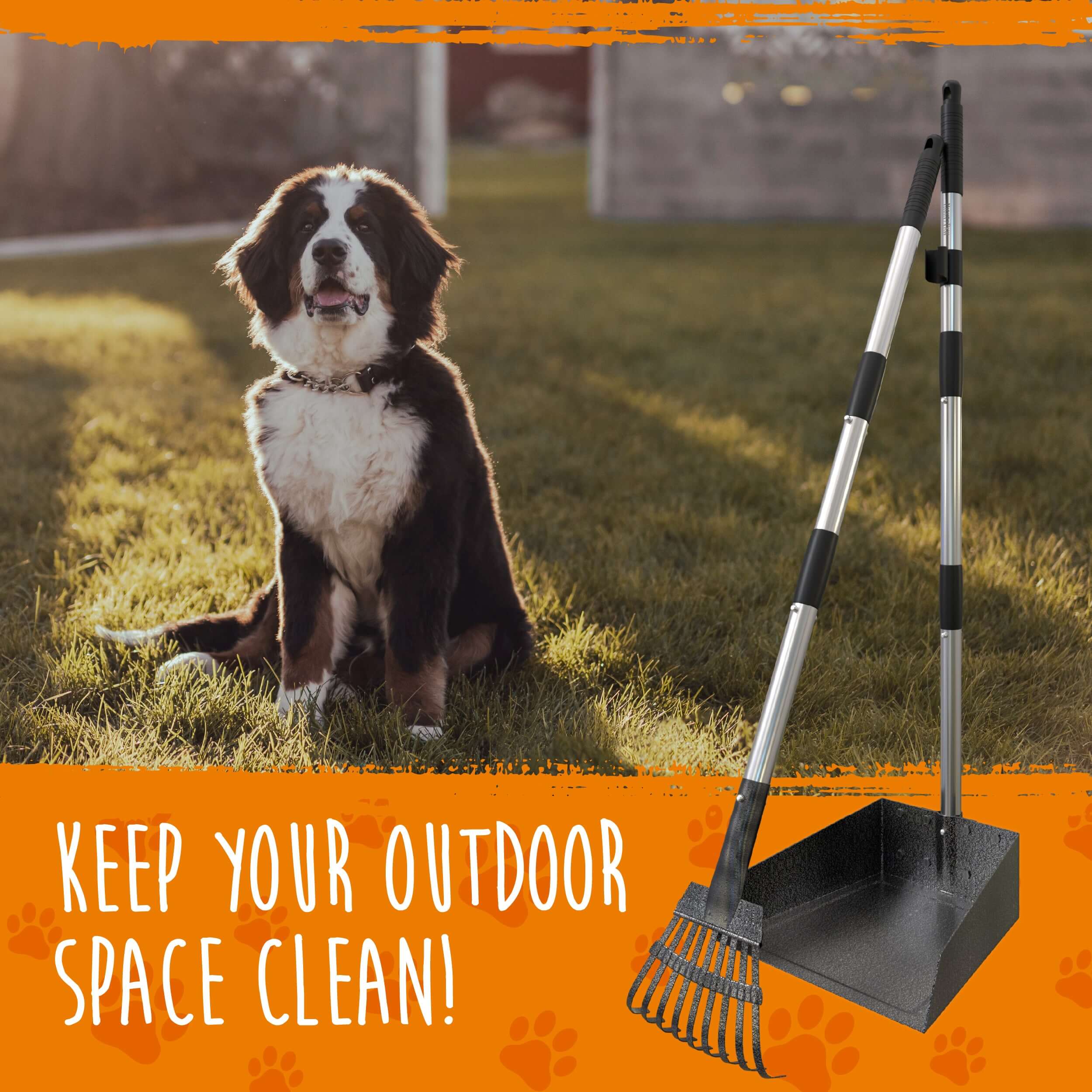 Premium Pooper Scooper Set for Dogs - Heavy Duty Stainless Steel Dog Waste Cleaner with Long Handle for Easy Use - Ideal for Backyard, Park, and Outdoor Pet Cleanup