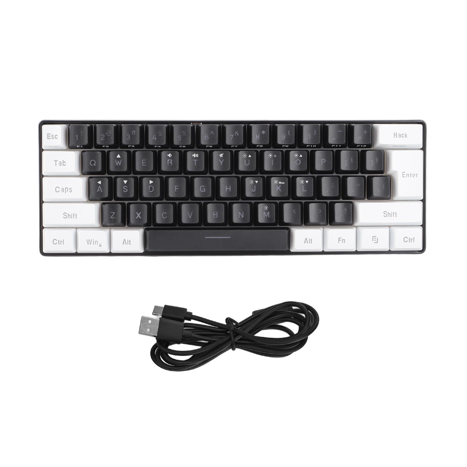 NIZUUONE G61 Mini RGB LED Backlit 61-Key Ergonomic Mechanical Feel Wired Gaming Keyboard for PC, Mac, Laptop - Perfect for Office Work, Typing & Gaming (Black)