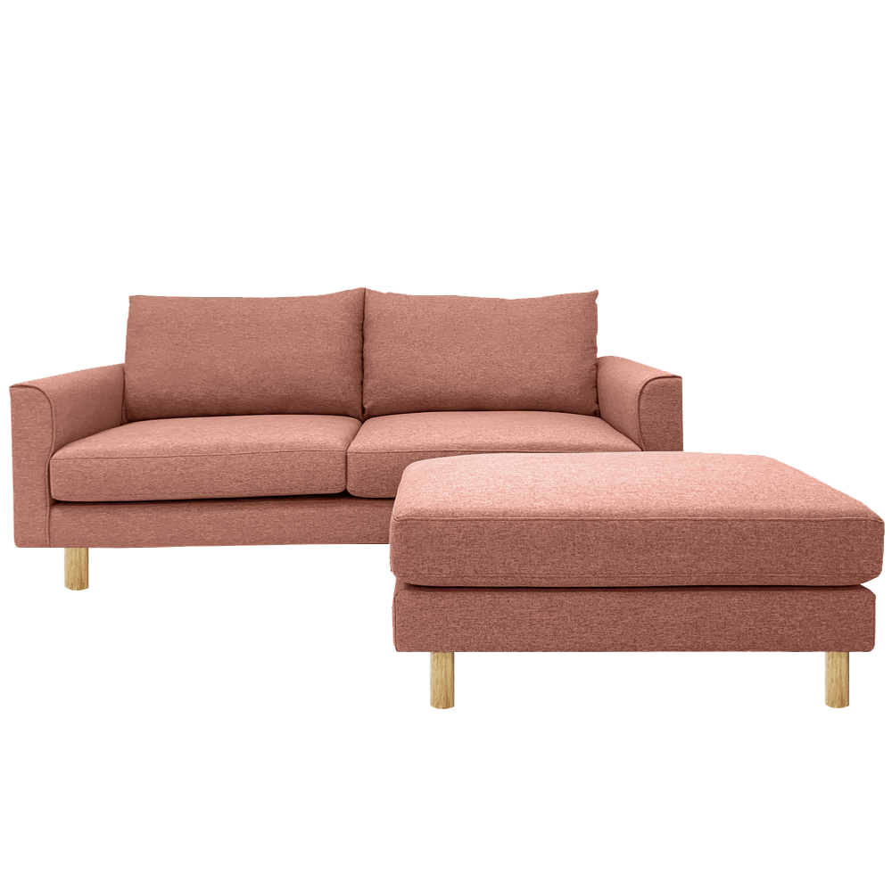 Toby Sofa with Ottoman - EcoClean Fabric, Modern Living Room Furniture for Small Spaces | Perfect for Apartments, Lounging & Movie Nights