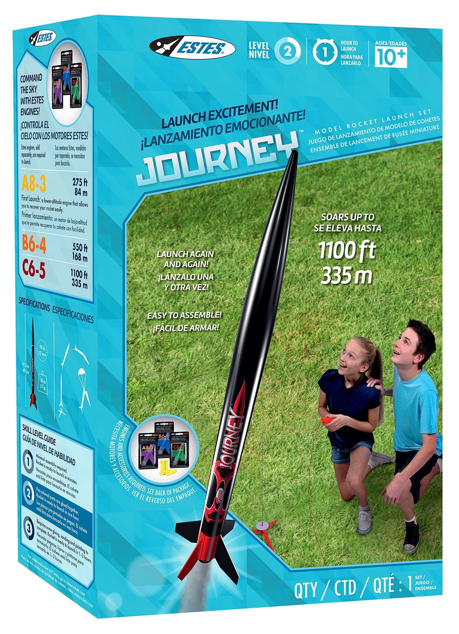 Estes 1441 Journey Model Rocket Launch Set - Beginner Friendly DIY Rocket Kit with Launch Controller & Pad | STEM Educational Toy for Kids & Adults | Outdoor Science Experiments & Backyard Fun