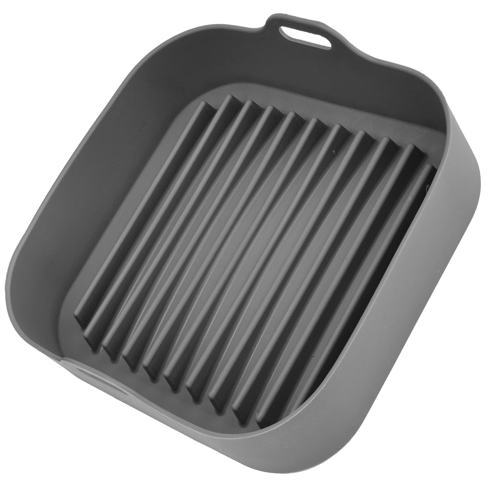 Non-Toxic Air Fryer Silicone Pot & Basket Set - 8.1x8.1 Inch Reusable Grey Bowl for Air Fryer Oven Accessories - BPA-Free Replacement for Paper Liners - Perfect for Healthy Cooking, Roasting Vegetables & Crispy Snacks