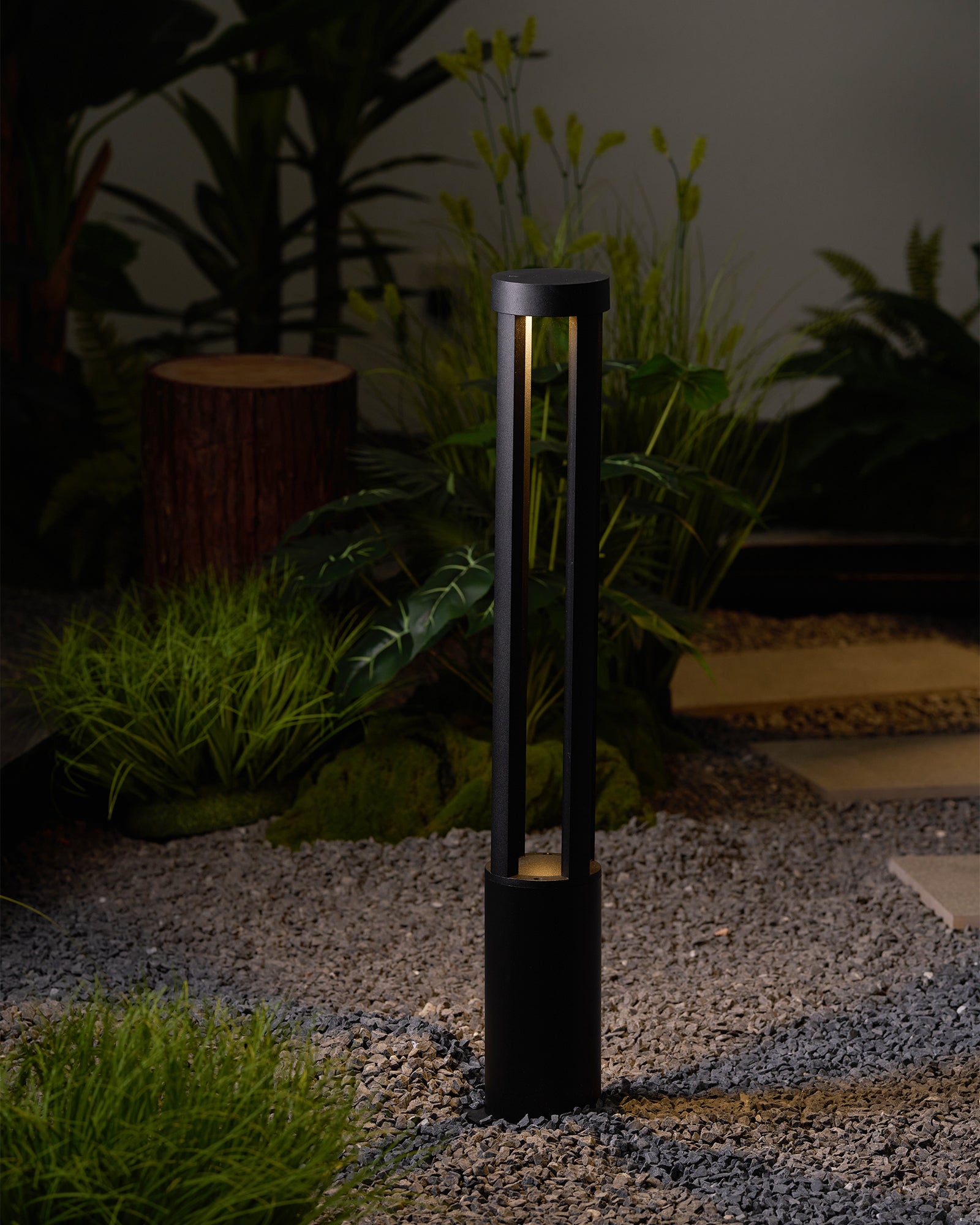 Solar Powered Outdoor Post Light - Black Cylindrical Design for Garden, Pathway, and Driveway Lighting | Weatherproof & Energy Efficient
