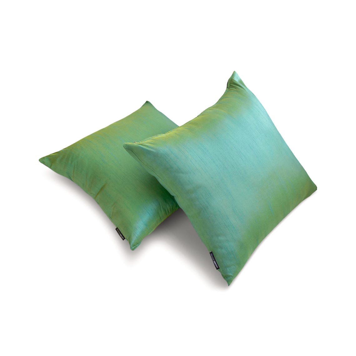 Luxury Aqua Yellow Art Silk Throw Pillow Covers (Set of 2) - Elegant Home Decor for Sofa, Bed & Living Room
