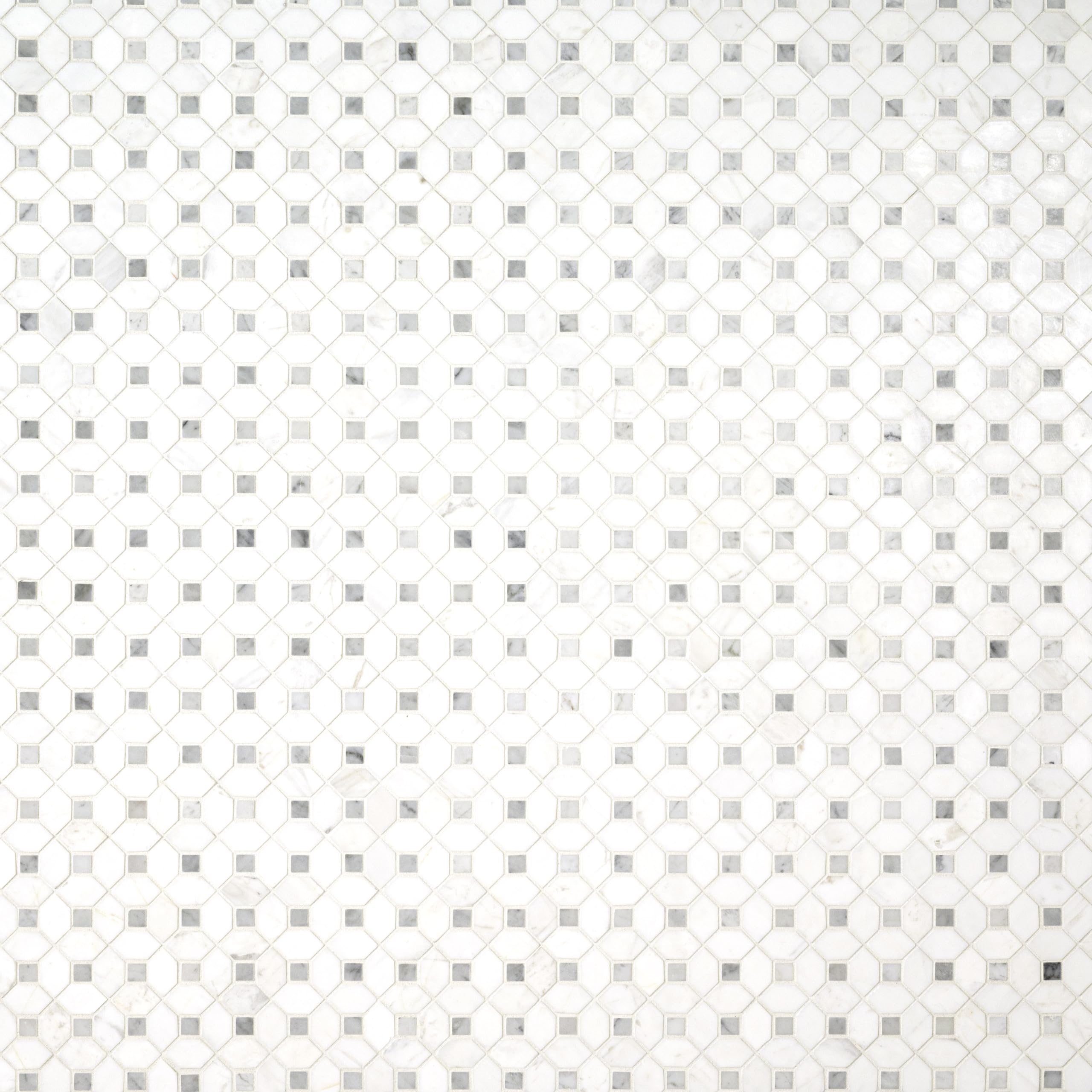 MSI Bianco Dolomite Dotty Polished Marble Mosaic Tile - 12x12 Inch Mesh-Mounted for Kitchen Backsplash, Bathroom Wall, Shower Tile & Accent Wall - Elegant Natural Stone Design for Home Renovation and Interior Decor