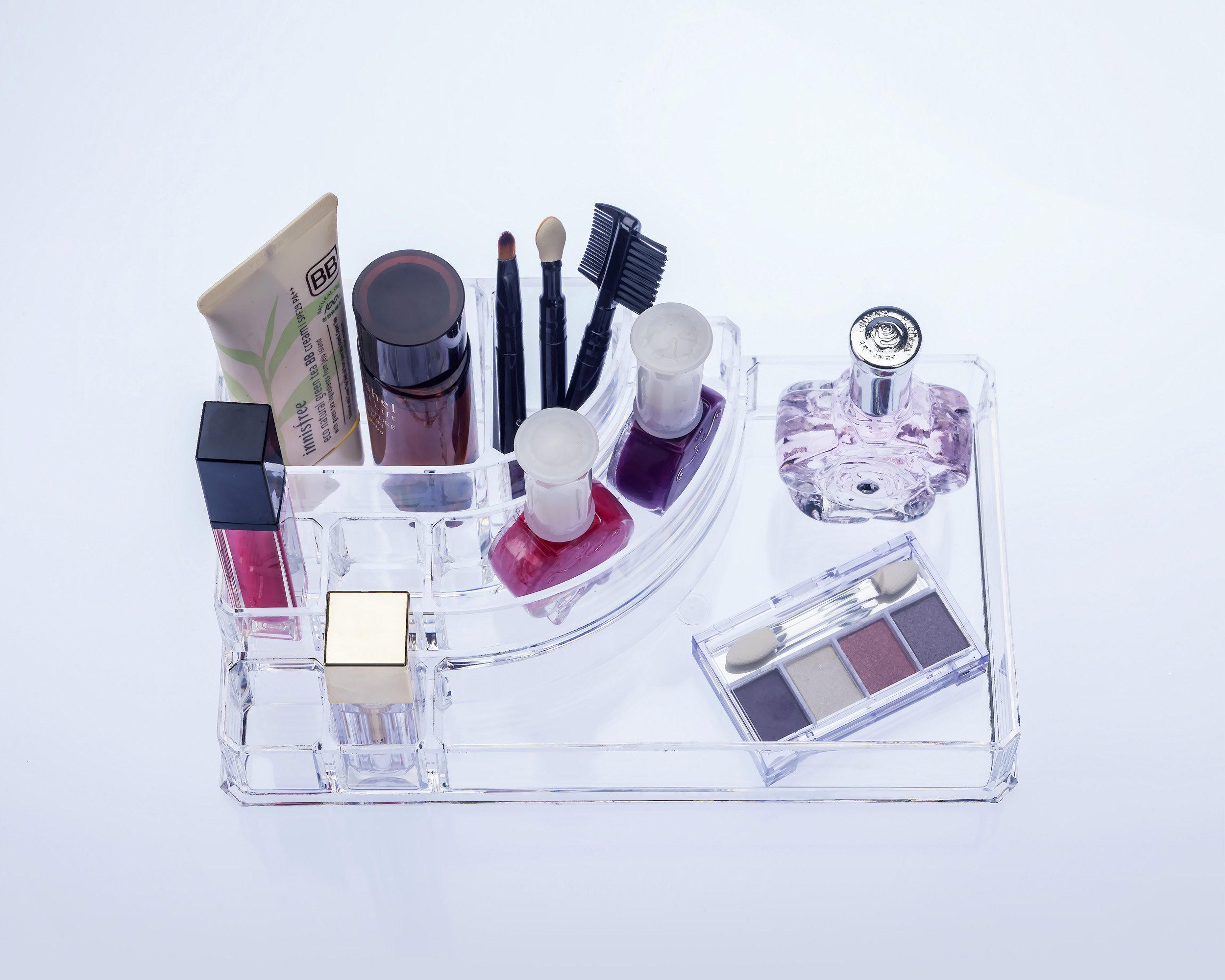 Clear Acrylic Cosmetic Organizer - Travel Makeup Storage Case with Adjustable Dividers for Lipstick, Brushes & Skincare | Perfect for Vanity, Bathroom & On-the-Go Organization