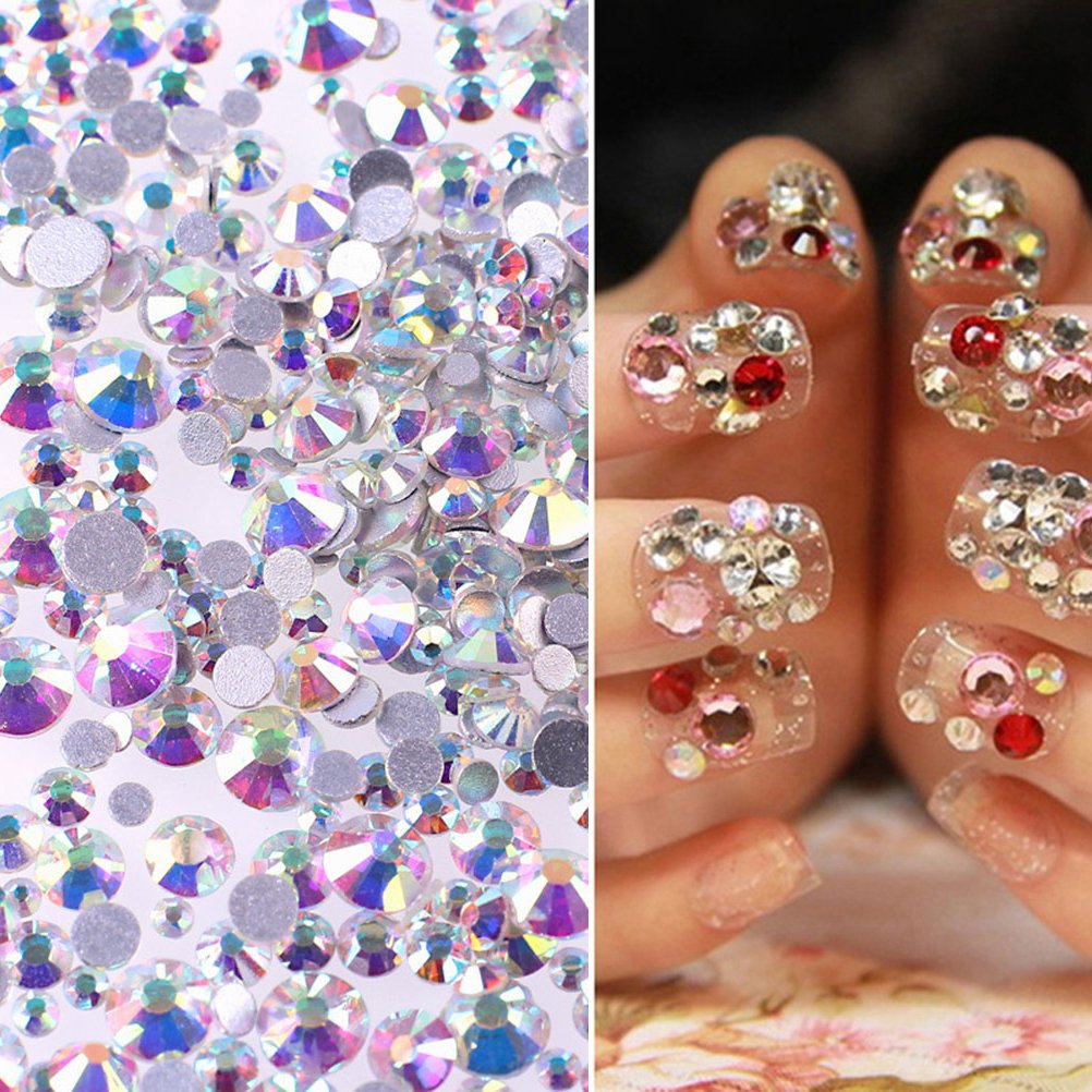 1440pcs Rhinestone Nail Art Decorations - Self-Adhesive Nail Gems, Jewelry Accessories for Nails, Toiletry Pouch & Acrylic Nails - Perfect for DIY Manicures, Nail Salons & Party Glam Looks