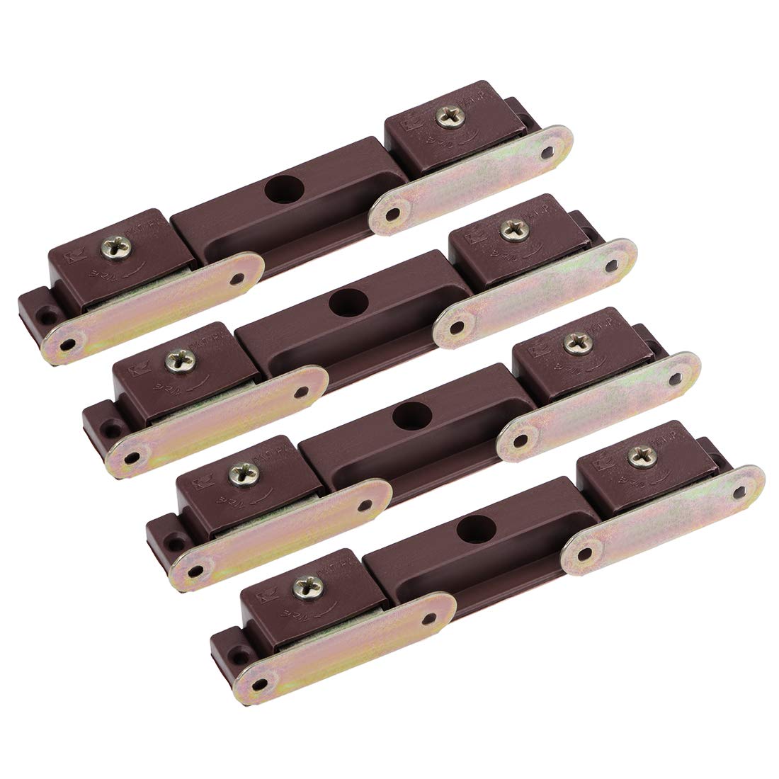 uxcell 4PCS Brown Double Magnetic Latches Catch for Furniture Cabinet Door Closet - Secure Cabinet Doors, Organize Kitchen & Wardrobe Storage