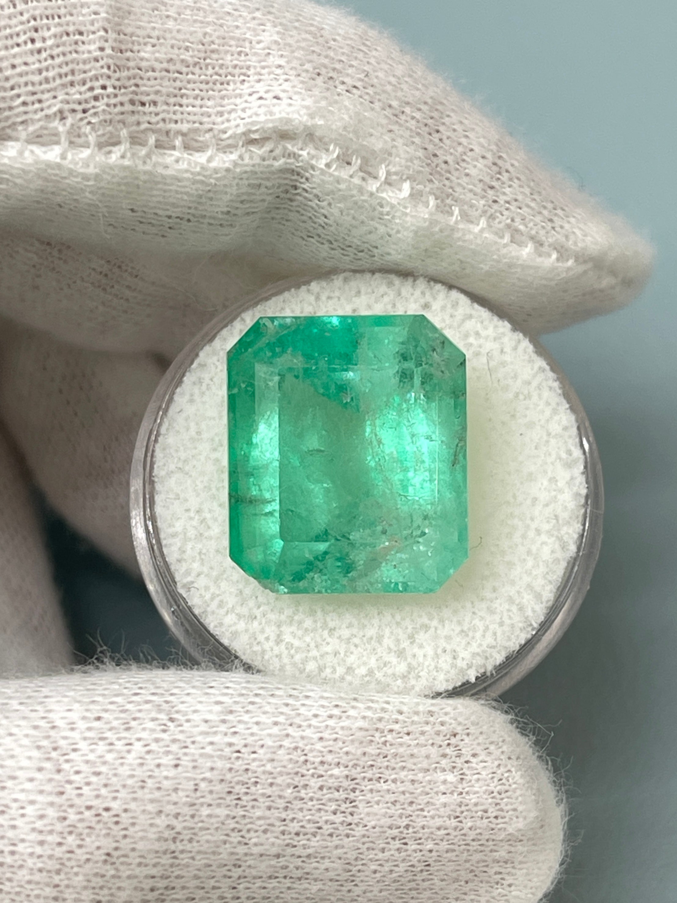17.64 Carat Loose Colombian Emerald - 17x14.5mm Earthy Green Emerald Cut Gemstone for Jewelry Making & Engagement Rings