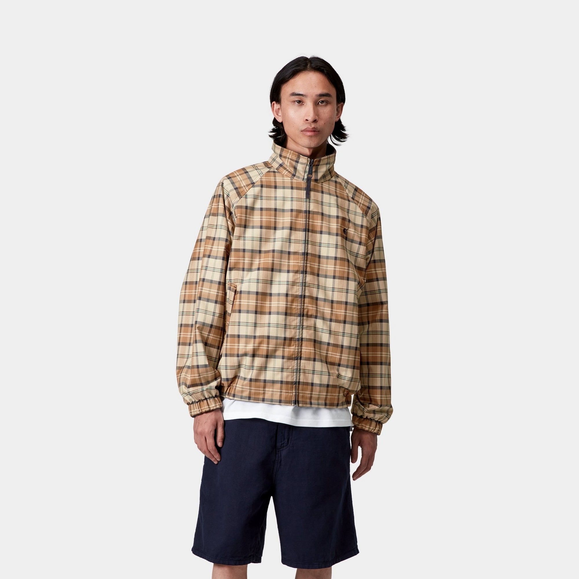 Reversible Bomber Jacket for Men & Women - Lightweight Planer Check Design in Navy & Air Force Blue | Casual Wear, Street Style, Outdoor Activities