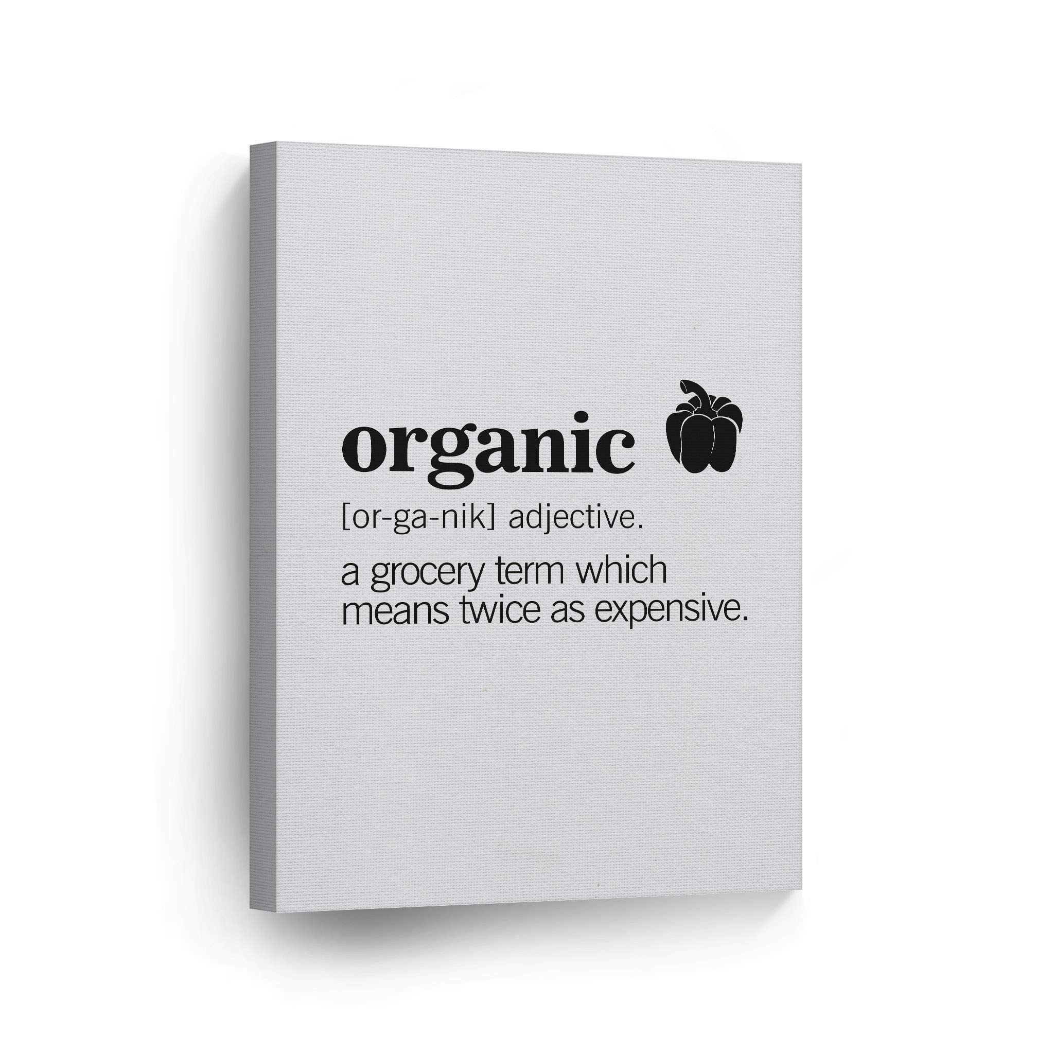 Organic Funny Quote Kitchen Canvas Wall Art Print - Smile Art Design Noun Dictionary Definition - Modern Farmhouse Decor for Restaurant, Cafe & Dining Room - Housewarming Gift - Ready to Hang 36x24 - Perfect for Home, Office & Wedding Decor