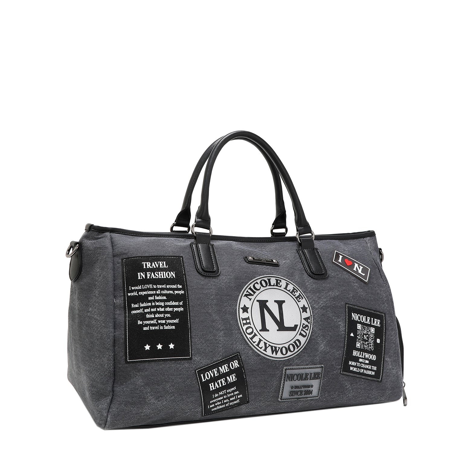 Premium Denim Patch Duffel Bag - Stylish & Durable Travel Duffel for Gym, Weekend Trips & Outdoor Adventures | Water-Resistant & Spacious Carry-On