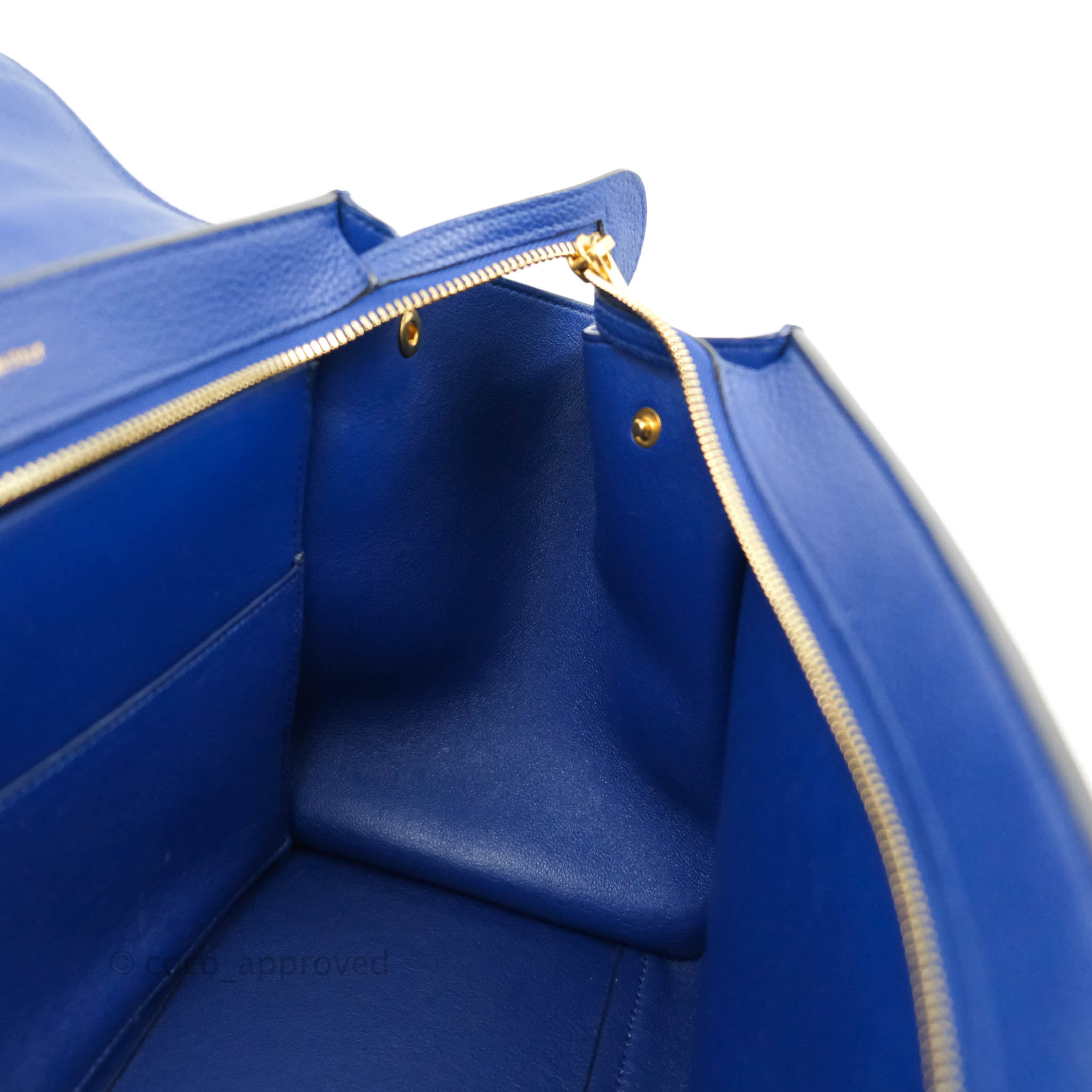 Celine Sleek Small Tri-Color Trapeze Bag in Blue Calfskin Leather - Perfect for Work, Travel & Everyday Use