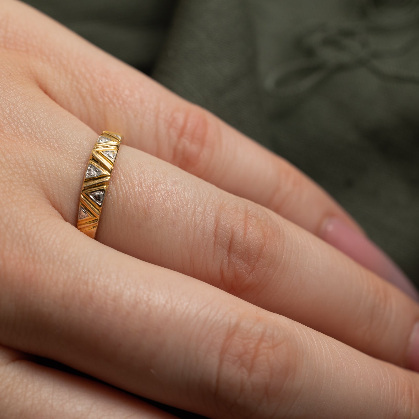 0.01ct Diamond Triangle Pattern Ring for Women - Size 6.25 - Elegant Geometric Wedding Band, Anniversary Gift, or Everyday Fashion Jewelry