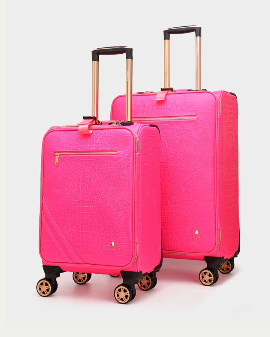Apollo 2-Piece Suitcase Set in Vibrant Neon Pink - Perfect for Travel, Vacations & Business Trips