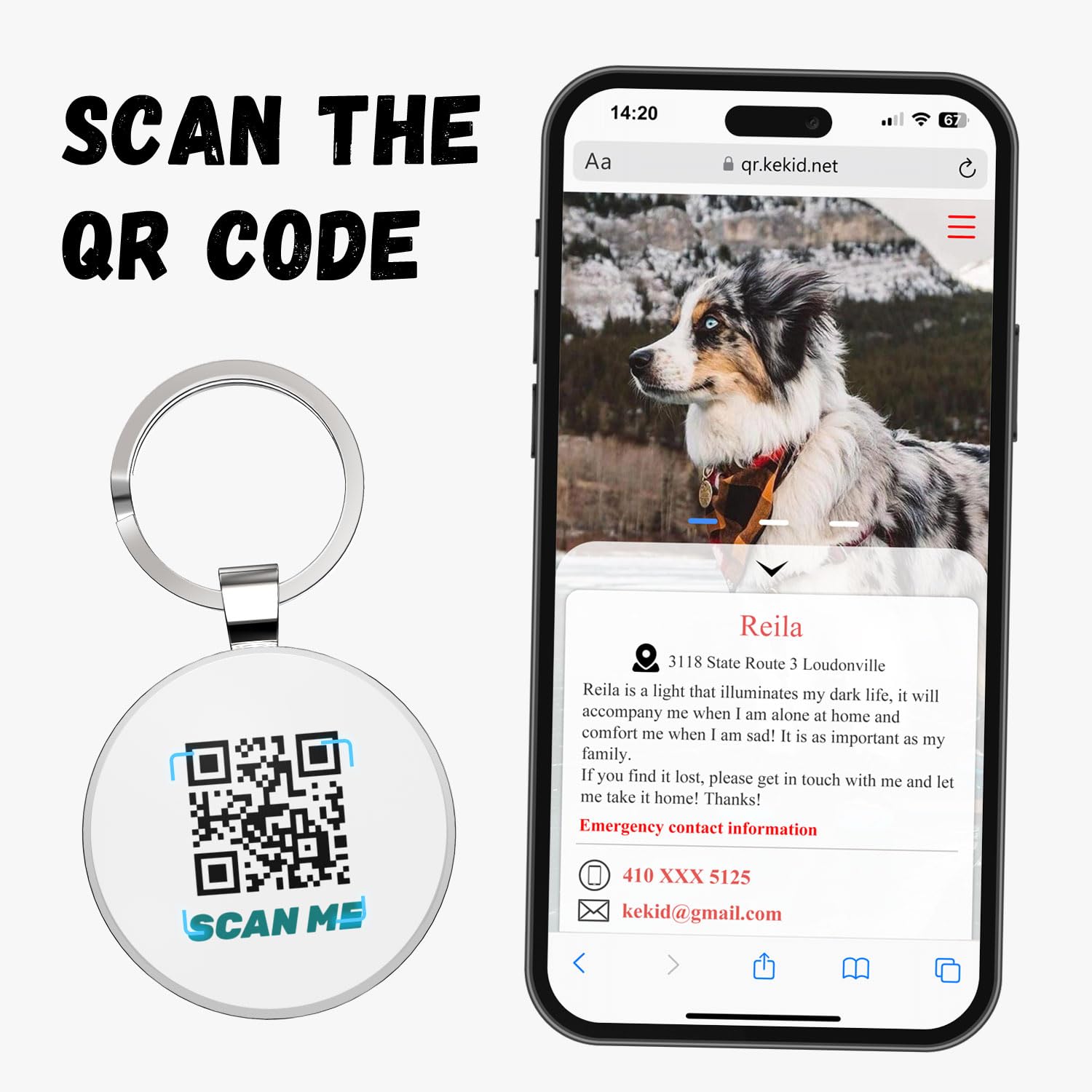 Custom QR Code Dog Tag - Personalized Pet ID Tag with Smart QR Technology | Free Online QR Code & Instant Location Alert Email | Perfect for Lost Pet Recovery & Outdoor Adventures