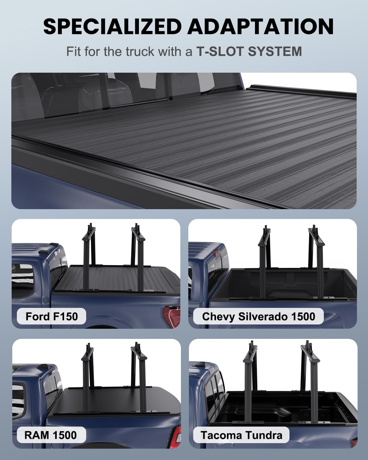StarONE Universal Adjustable Aluminum Truck Bed Rack with Ladder Stops - Heavy Duty Pickup Truck Ladder Rack for Secure Cargo Transport - Perfect for Construction, Roofing & Outdoor Adventures