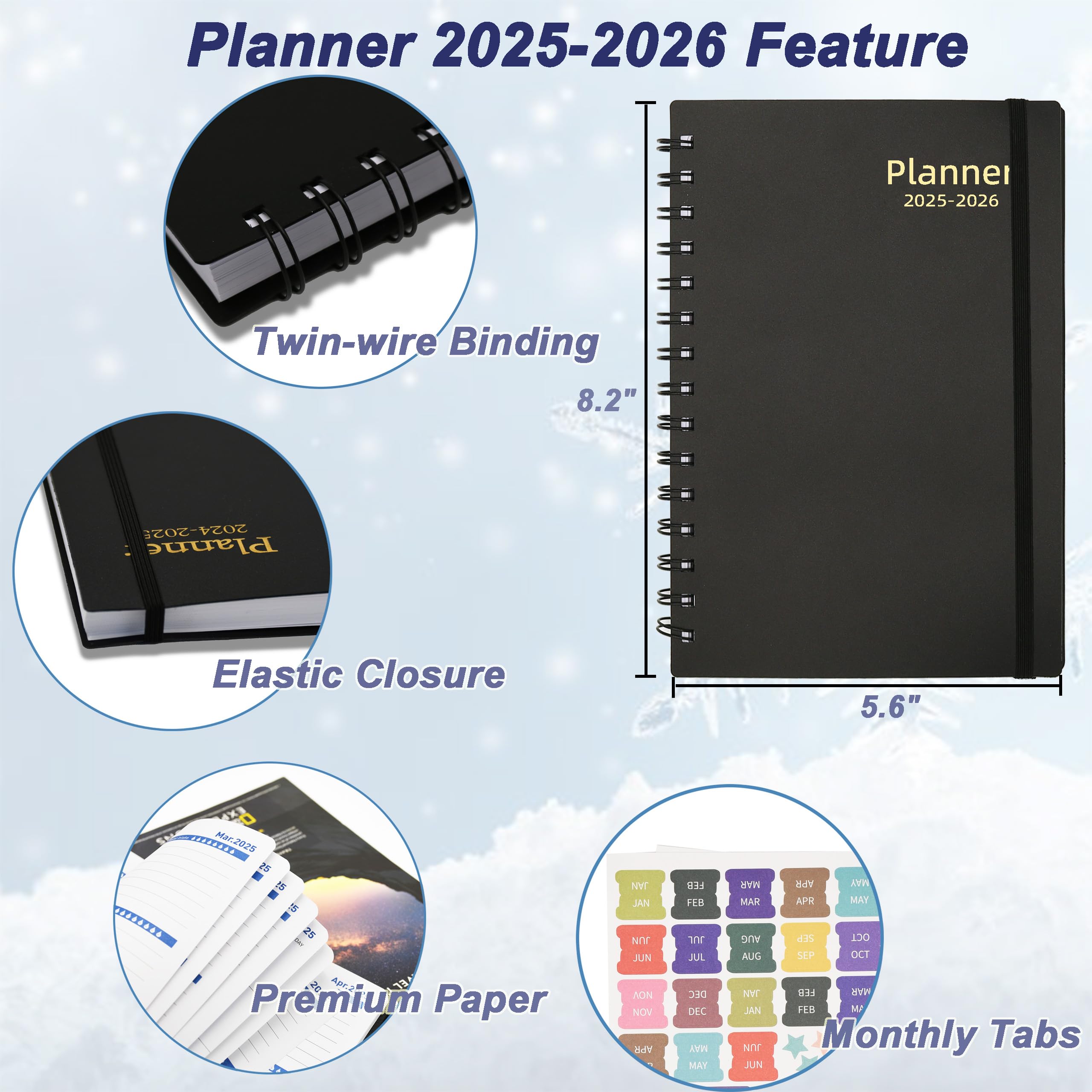 2025-2026 Academic Planner - 18 Month Weekly & Monthly Planner from January 2025 to June 2026 with Tabs, Thick 100GSM Paper, A5 Size Black Daily Organizer for Students, Professionals & Goal Tracking - Perfect for School, Office & Personal Productivity