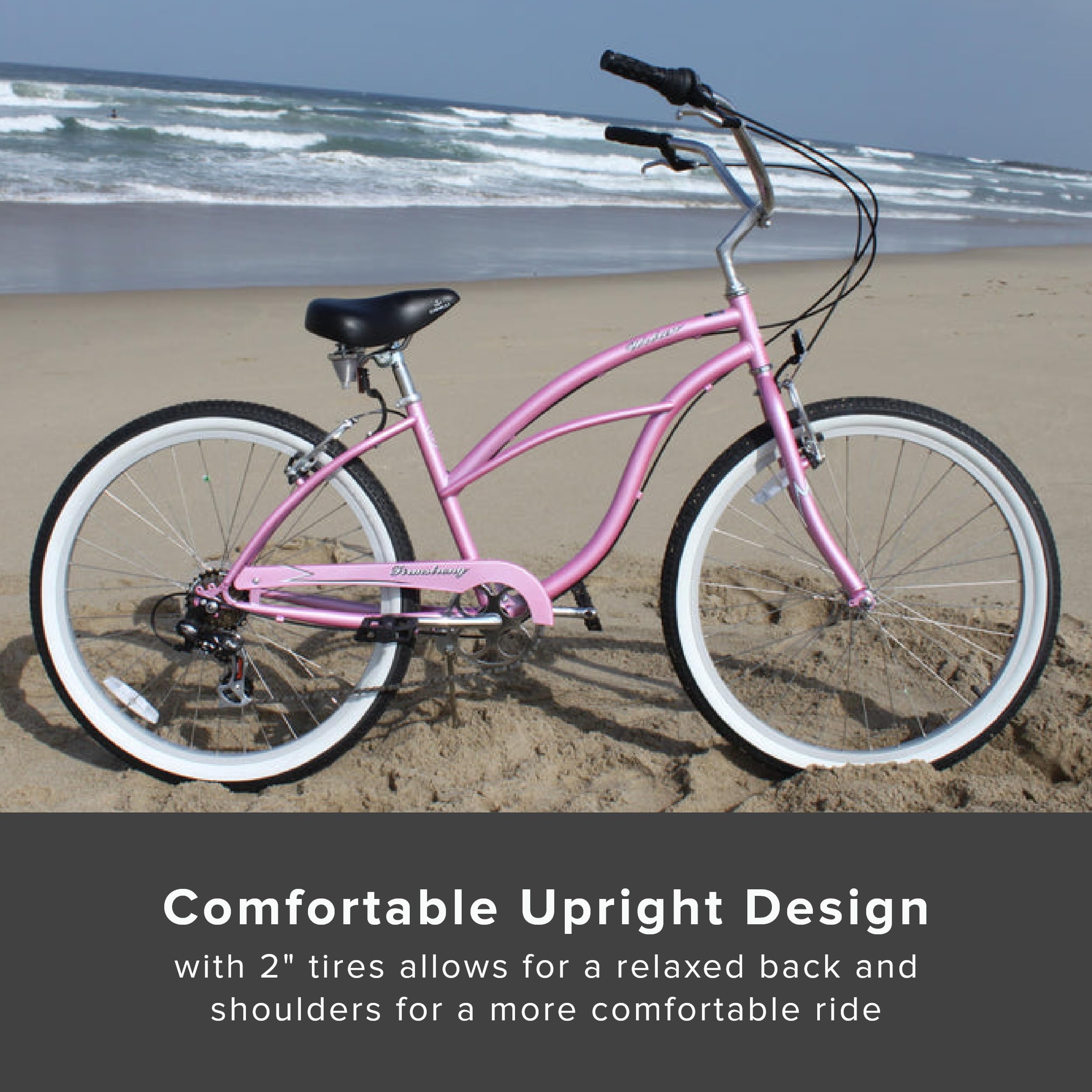 Firmstrong Urban Lady Beach Cruiser Bike - Comfortable Women's Bicycle for Leisure Rides, Commuting & Beach Cruising