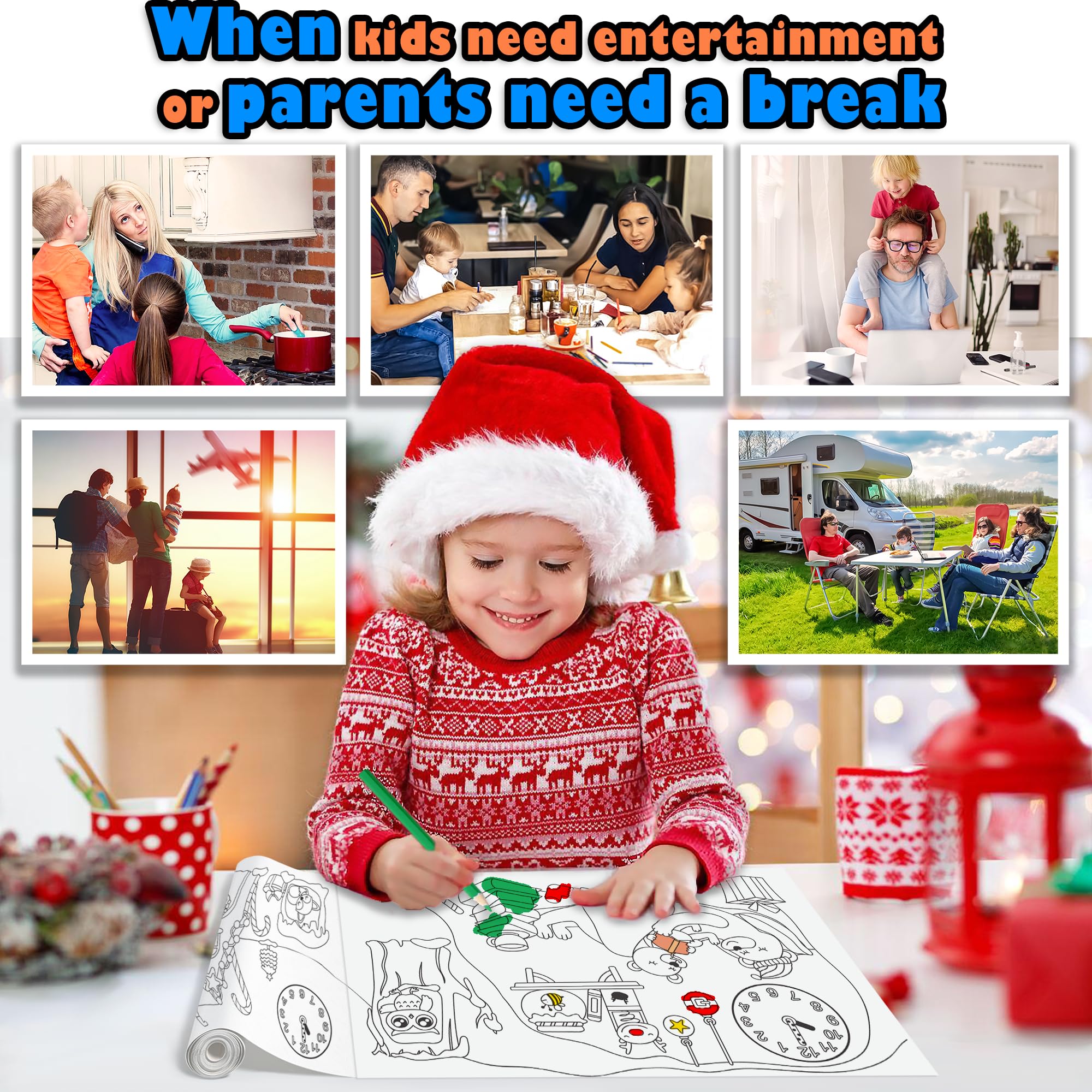 No Mess Restickable Sticky Coloring Paper Roll - Reusable DIY Art Activity for Kids & Adults - Fun Relaxing Therapy for Toddlers (1-Pack) - Perfect for Christmas Gifts, Classroom Activities & Home Entertainment