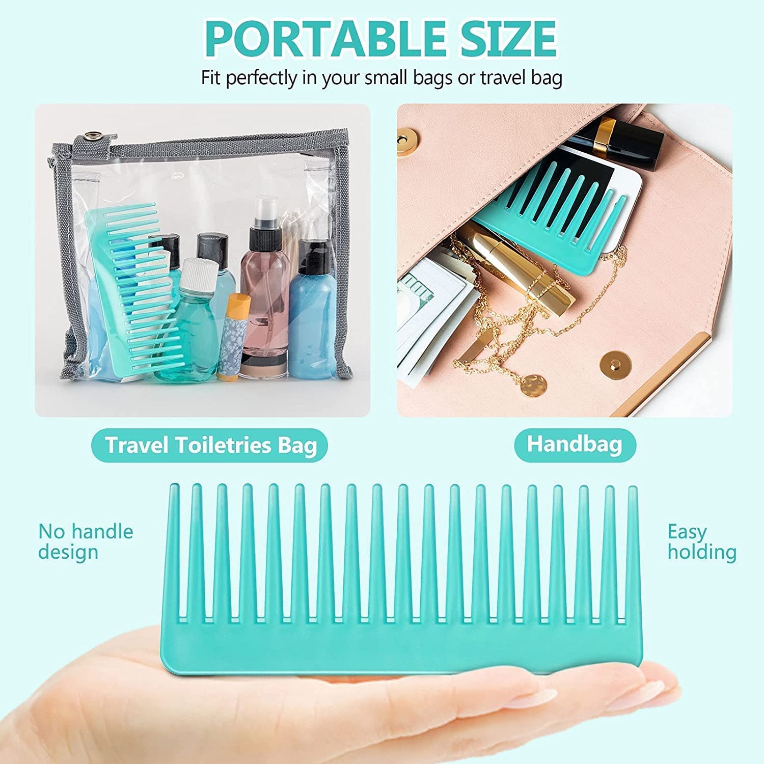 Maple Wood Wide Tooth Detangling Comb for Curly & Wet Hair - No Handle Styling Shampoo Comb for Women & Men (Pack of 4) | Perfect for Salon, Travel & Daily Hair Care