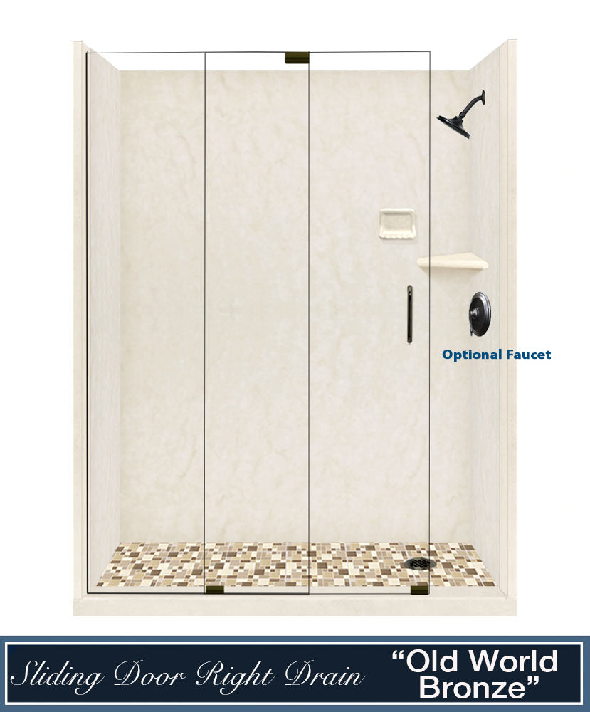 Premium Rafe Marble Alcove Shower Kit with 3 Accent Options (Liner Optional) - Luxury Bathroom Upgrade for Modern Homes & Spa-Like Experience