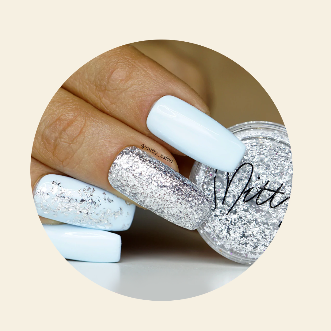 Mitty Platinum Glitter Silver Dreams Nail Polish - 15ml Long Lasting Metallic Shine for Parties, Weddings & Special Occasions