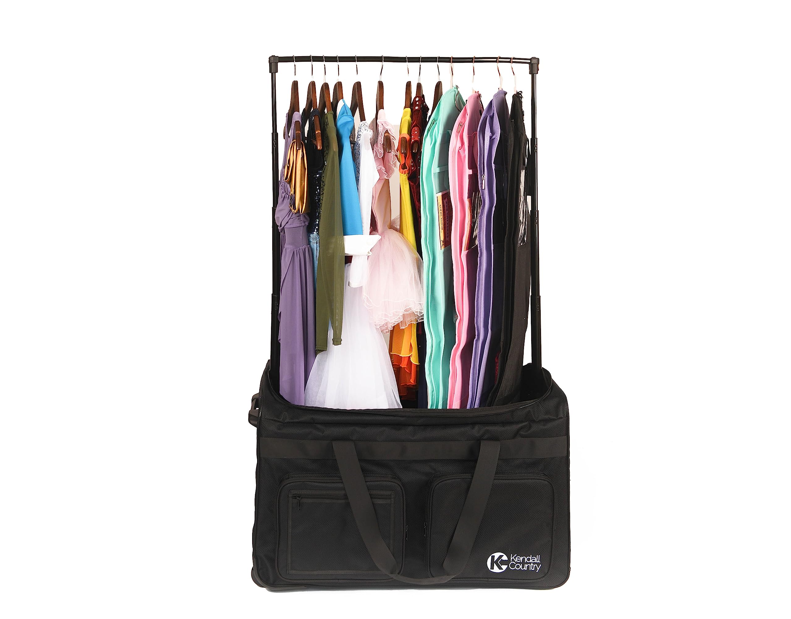 Collapsible Dance Duffel Bag with Wheels & Garment Rack - 30 Inch Extra Large Rolling Costume Luggage for Dance Competitions, Performances, Travel - Raven Black | Perfect for Ballet, Jazz, Hip Hop Dancers & Theater Performers